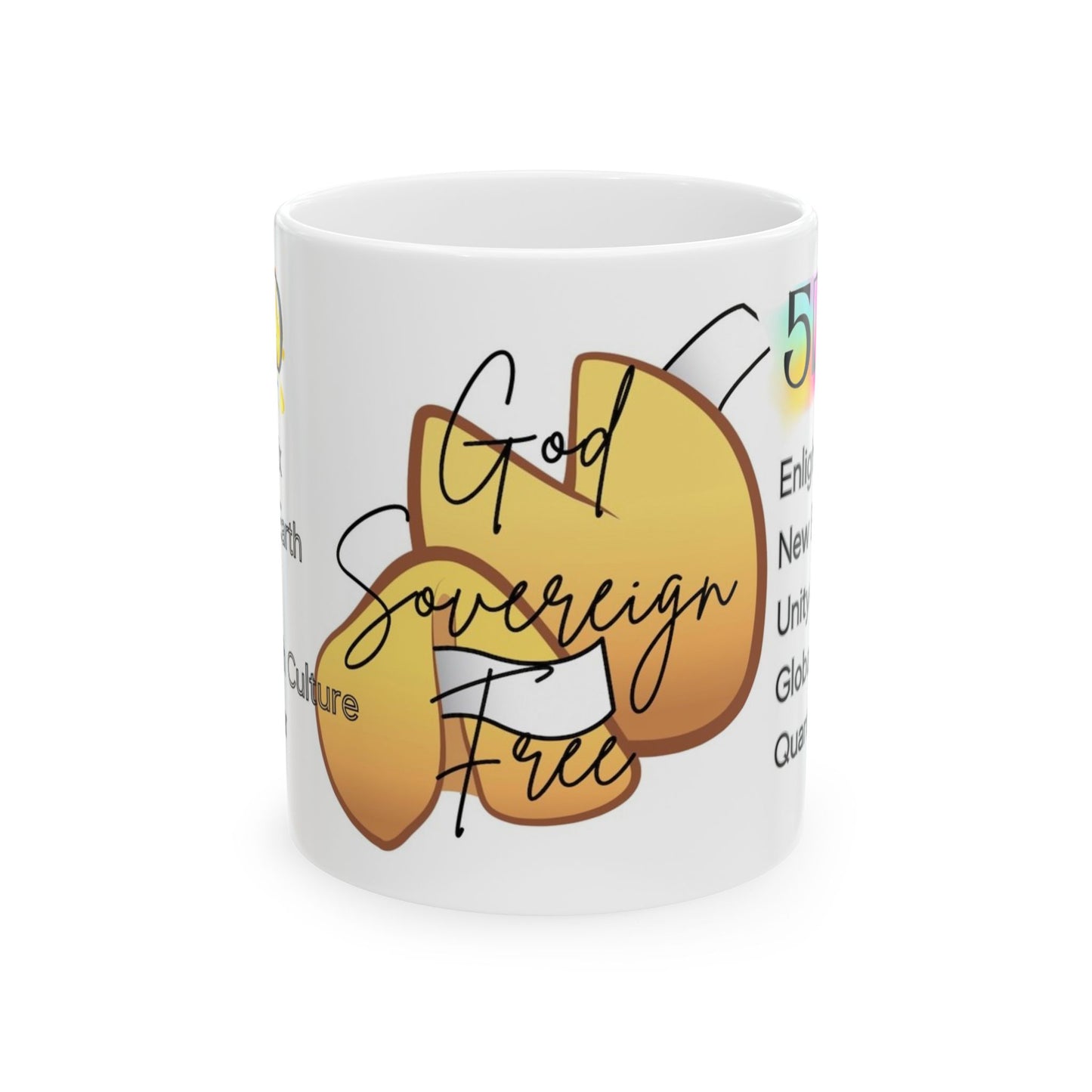 Ceramic Mug, (11oz), 3D & 5D Comparison Earth Ascension Mug, God Sovereign Free Divine Principles, Gift for Him or Her, Unique Boutique Holiday Christmas Birthday Gift, 5D Earth Ascension Art by Divine Arts