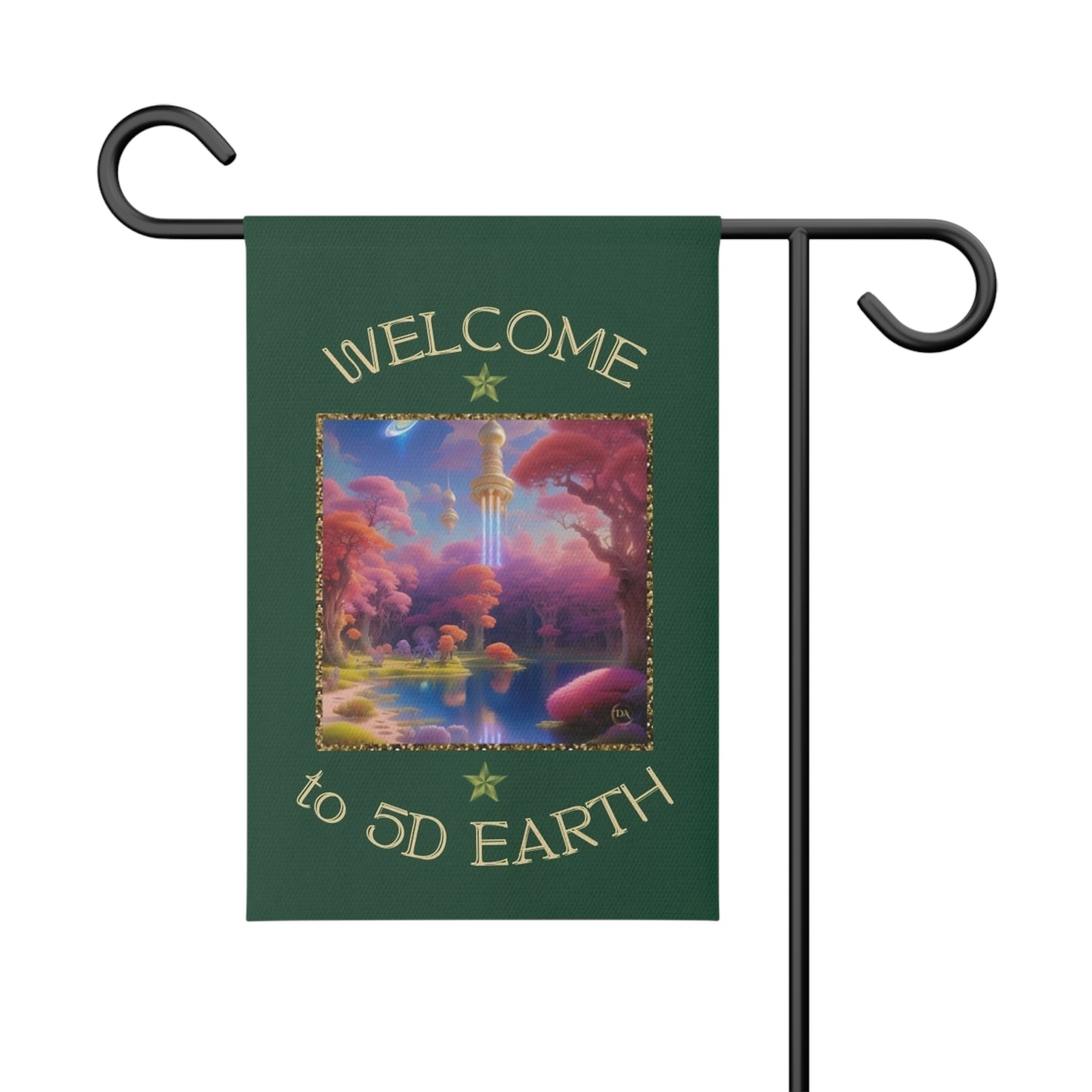 Divine Arts Garden Banner 100% Polyester 100% Weatherproof Water Resistant Fade Resistant 12" x 18" Double-Sided for Earth 5D Unity Consciousness Everyday is Earth Day Inspiration Garden Deoor Lightworker Yard Art