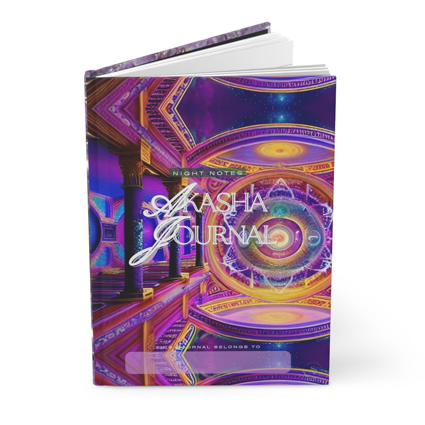 Divine Arts Hardcover Matte Laminate Coating Ruled Line Psychedelic Fantasy Galaxy Space Art Akashic Records Hall of Records Universal Comsic Library of Consciousness Front Cover and Amethyst Crystal Design Back Cover Journal Stationery Notebook