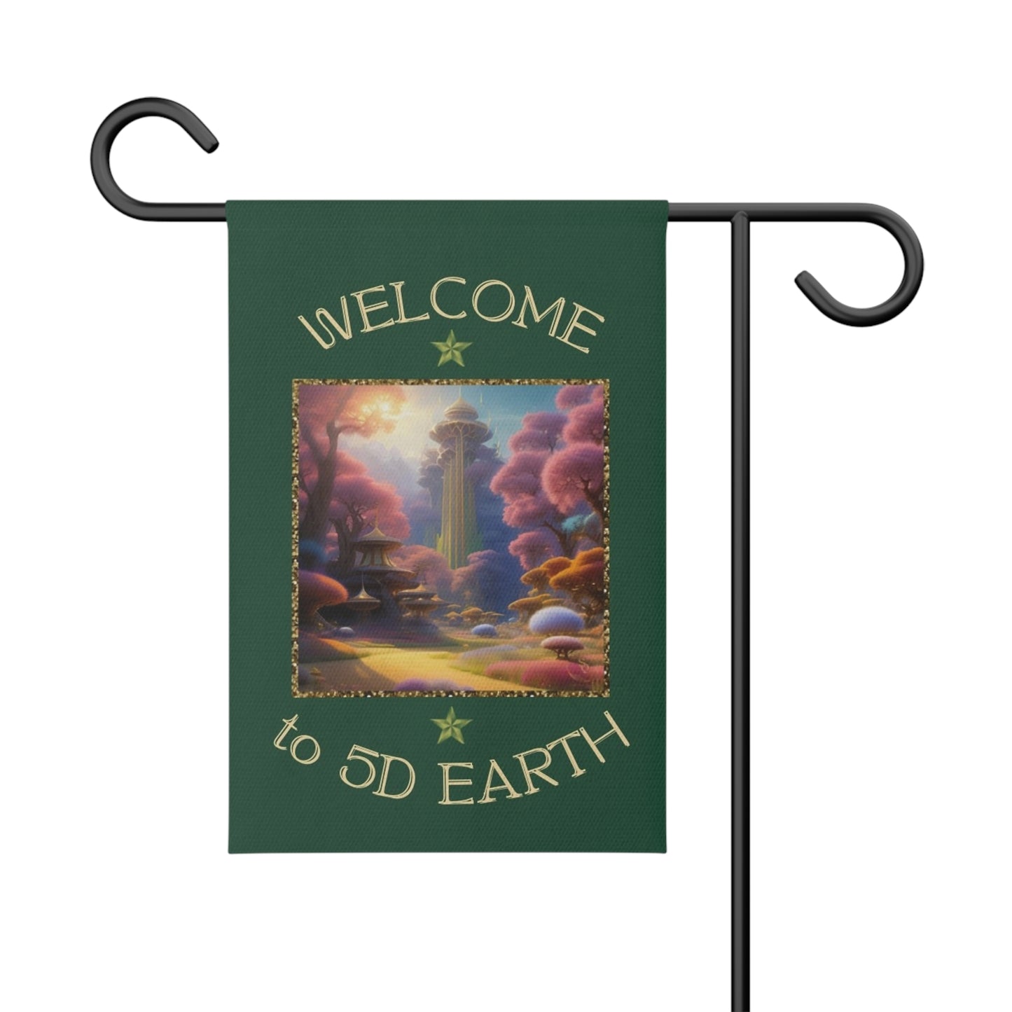 Divine Arts Garden Banner 100% Polyester 100% Weatherproof Water Resistant Fade Resistant 12" x 18" Double-Sided for Earth 5D Unity Consciousness Everyday is Earth Day Inspiration Garden Deoor Lightworker Yard Art