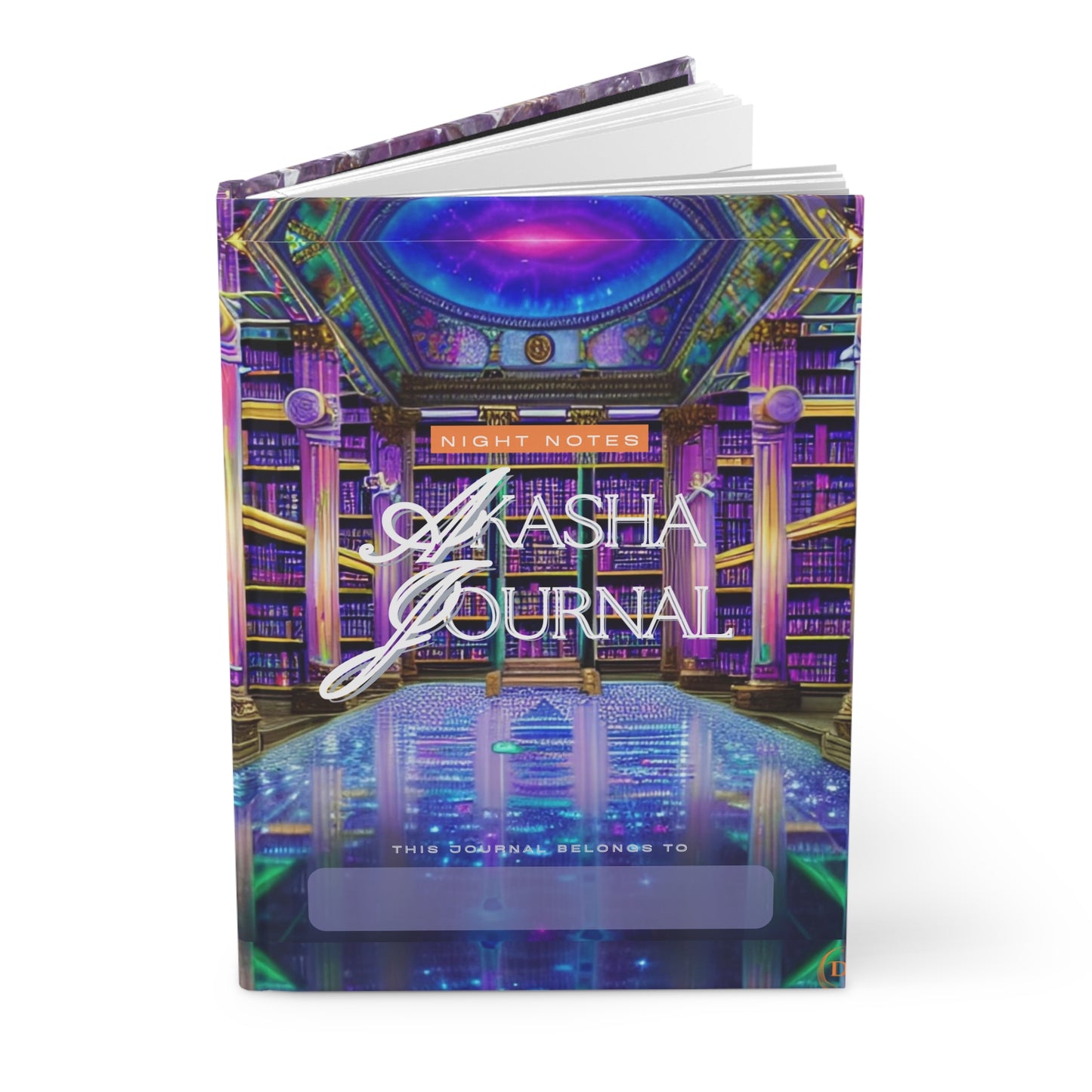 Divine Arts Hardcover Matte Laminate Coating Ruled Line Psychedelic Fantasy Galaxy Space Art Akashic Records Hall of Records Universal Comsic Library of Consciousness Front Cover and Amethyst Crystal Design Back Cover Journal Stationery Notebook