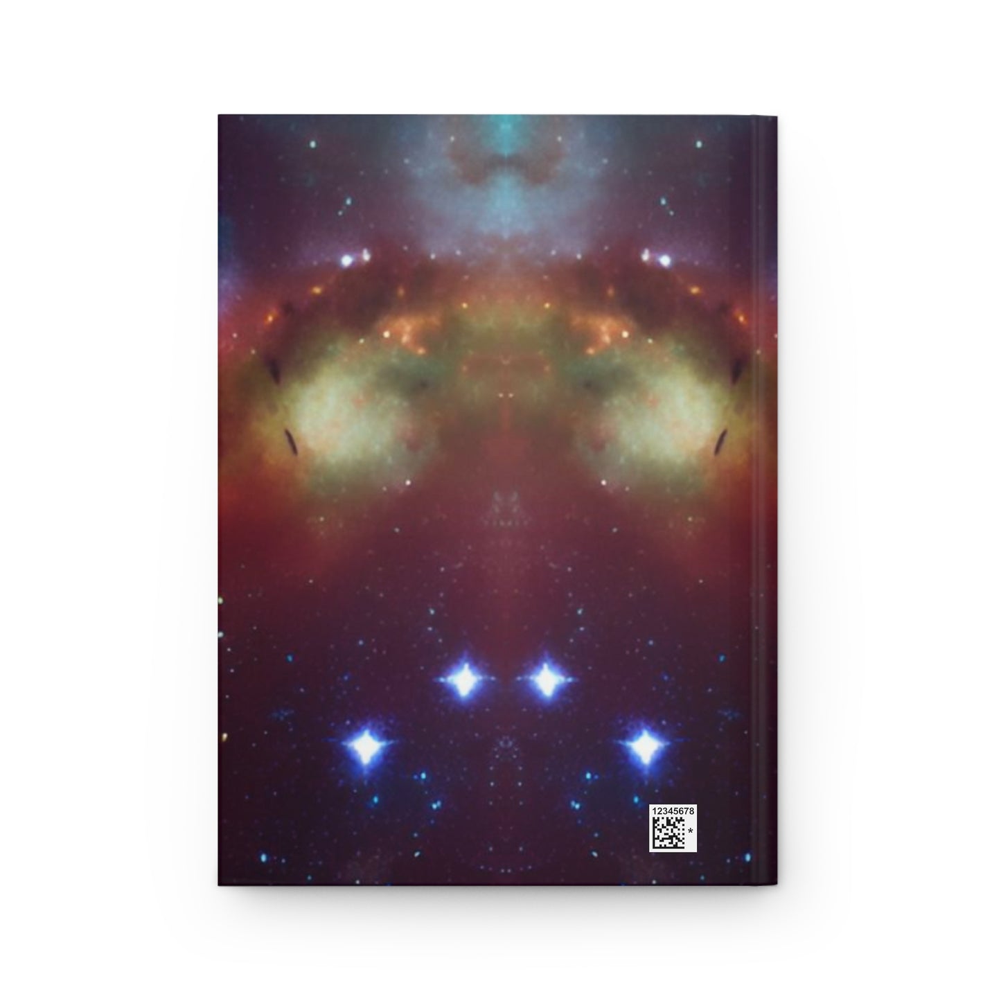 Divine Arts Hardcover Journal Stationery Notebook Matte Laminate Coating Ruled Line Wraparound Art - Fantasy Galaxy Space Art Silouhette of Playful Young Lady on Space Swing in Rainbow Universe of Nebulas and Stars Design on Front and Back Cover