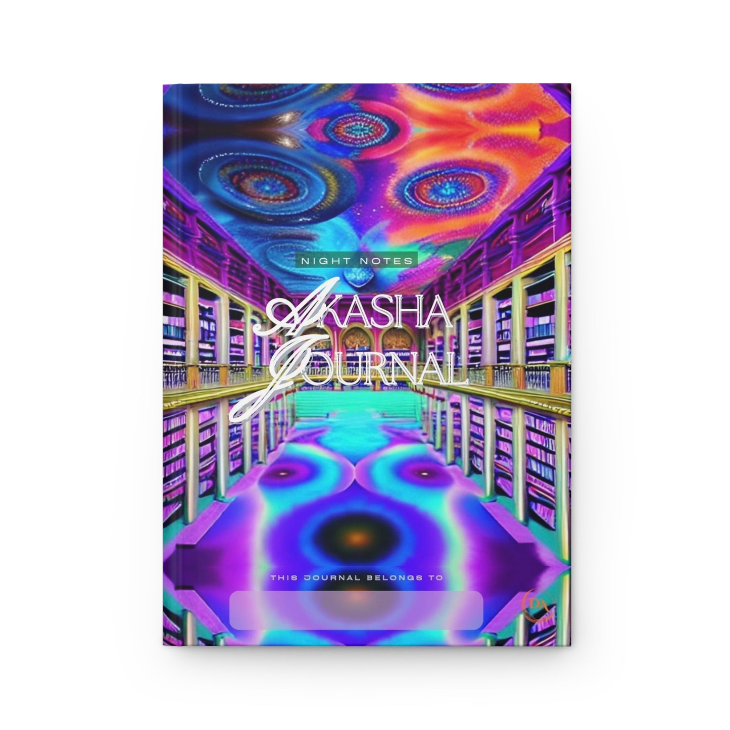 Divine Arts Hardcover Matte Laminate Coating Ruled Line Psychedelic Fantasy Galaxy Space Art Akashic Records Hall of Records Universal Comsic Library of Consciousness Front Cover and Amethyst Crystal Design Back Cover Journal Stationery Notebook