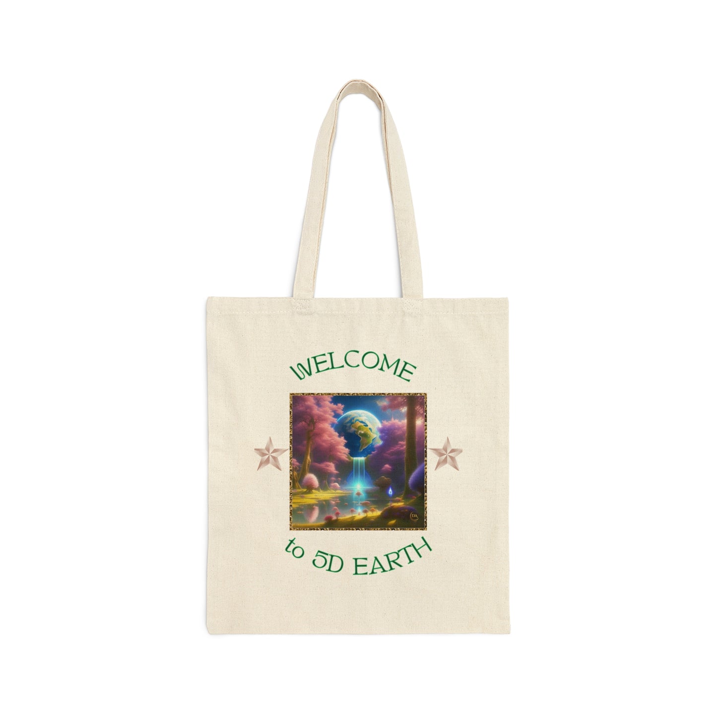 Divine Arts 100% Cotton Canvas Compact Lightweight Spiritual Fantasy Utopia Earth 5D Freedom Ascension Art Tote Bag