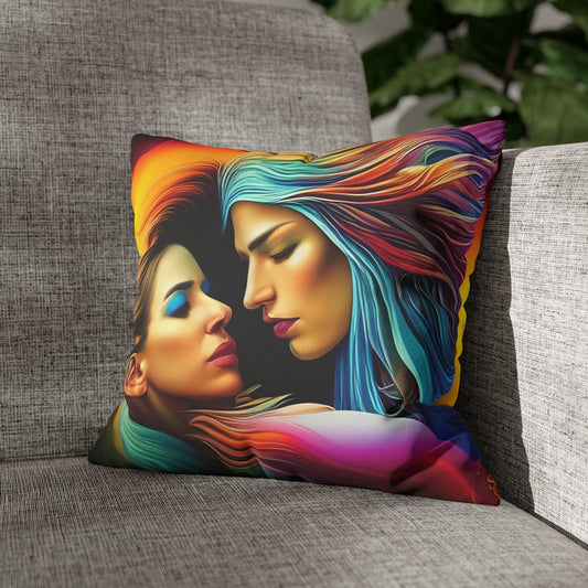 Divine Arts Psychedelic Fantasy Hierogamic Divine Union Kingdom Within Double-Sided Print Rainbow Colors Faux Suede Square Pillow Cover