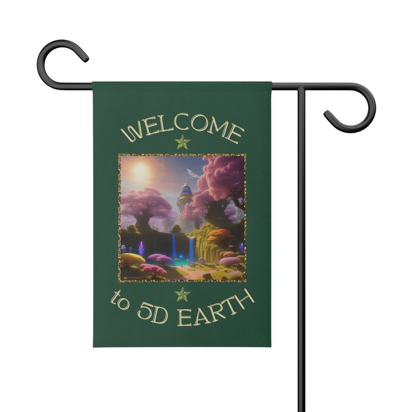 Divine Arts Garden Banner 100% Polyester 100% Weatherproof Water Resistant Fade Resistant 12" x 18" Double-Sided for Earth 5D Unity Consciousness Everyday is Earth Day Inspiration Garden Deoor Lightworker Yard Art