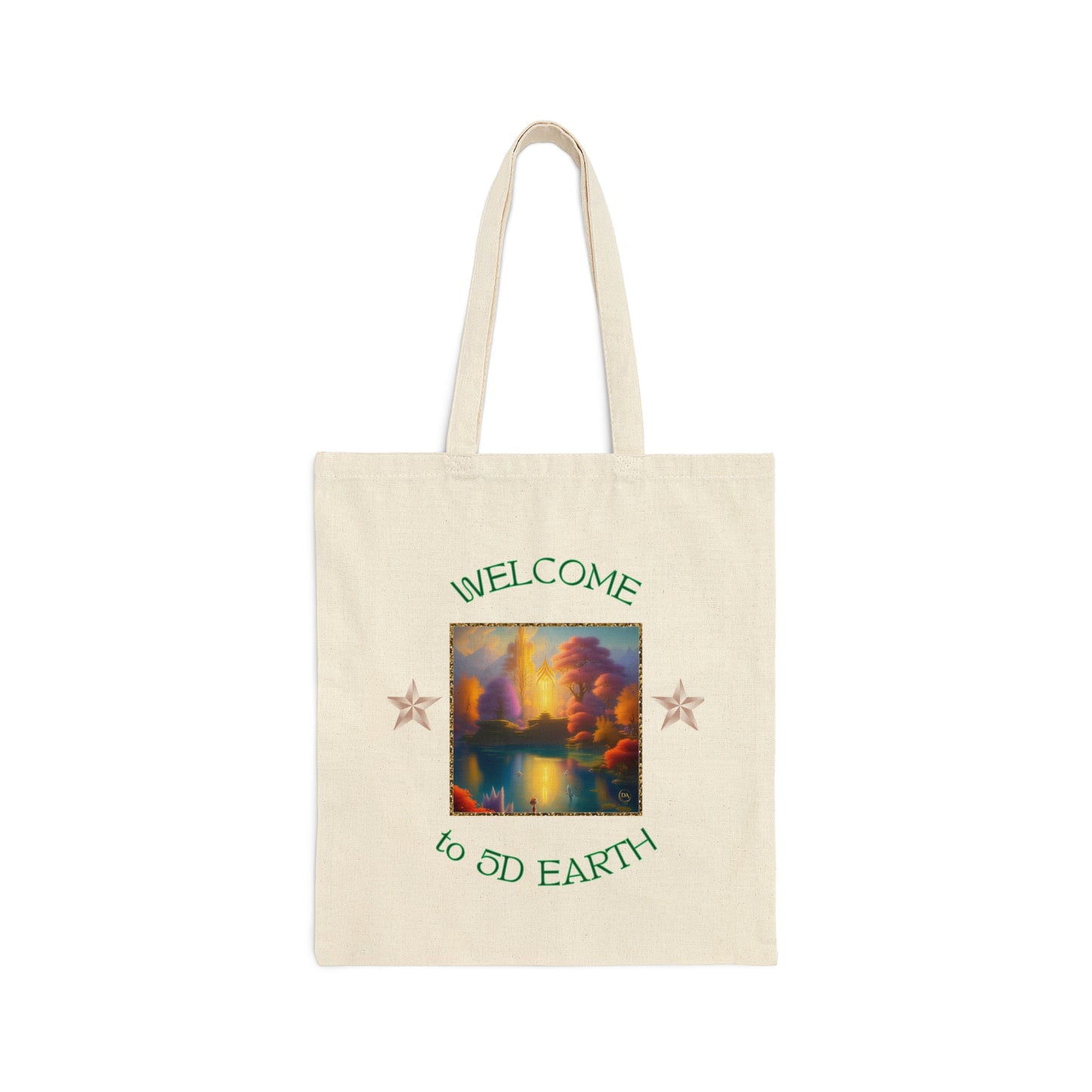 Divine Arts 100% Cotton Canvas Compact Lightweight Spiritual Fantasy Utopia Earth 5D Freedom Ascension Art Tote Bag