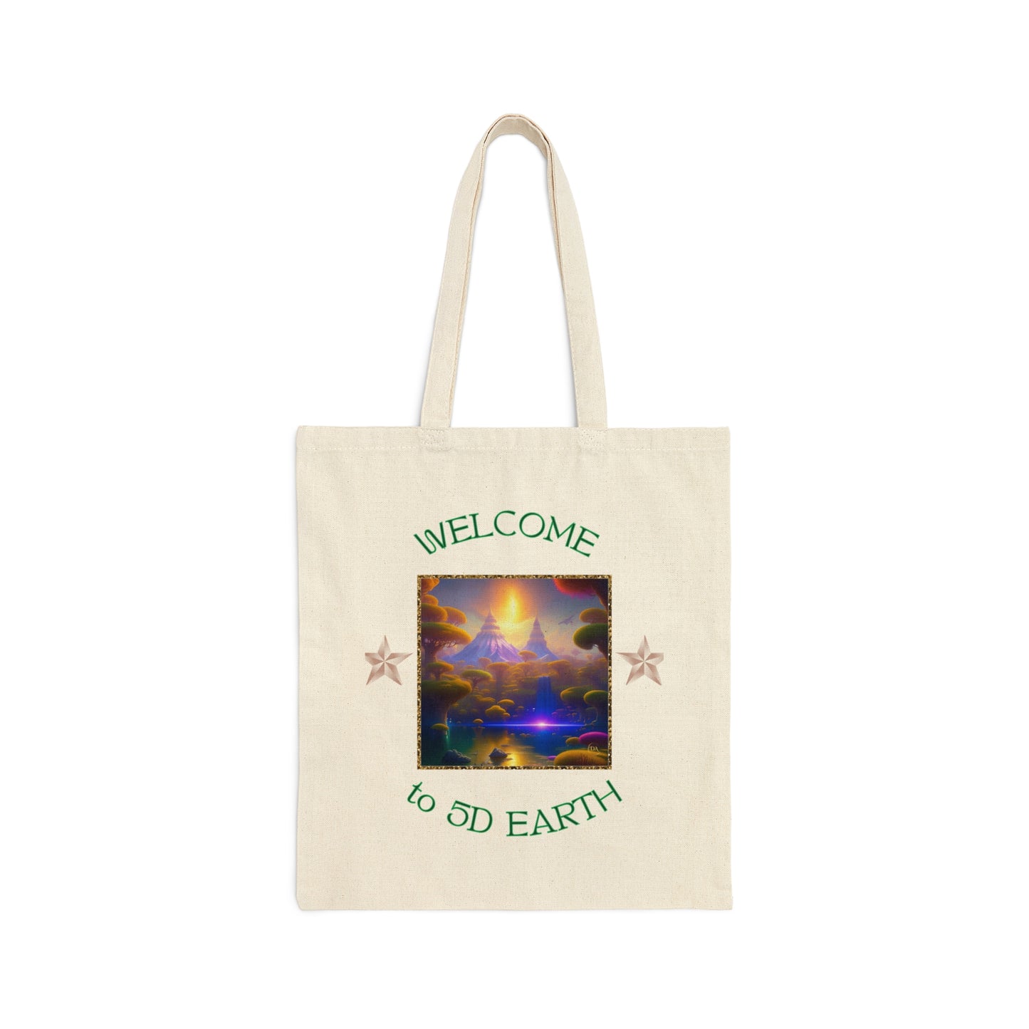 Divine Arts 100% Cotton Canvas Compact Lightweight Spiritual Fantasy Utopia Earth 5D Freedom Ascension Art Tote Bag