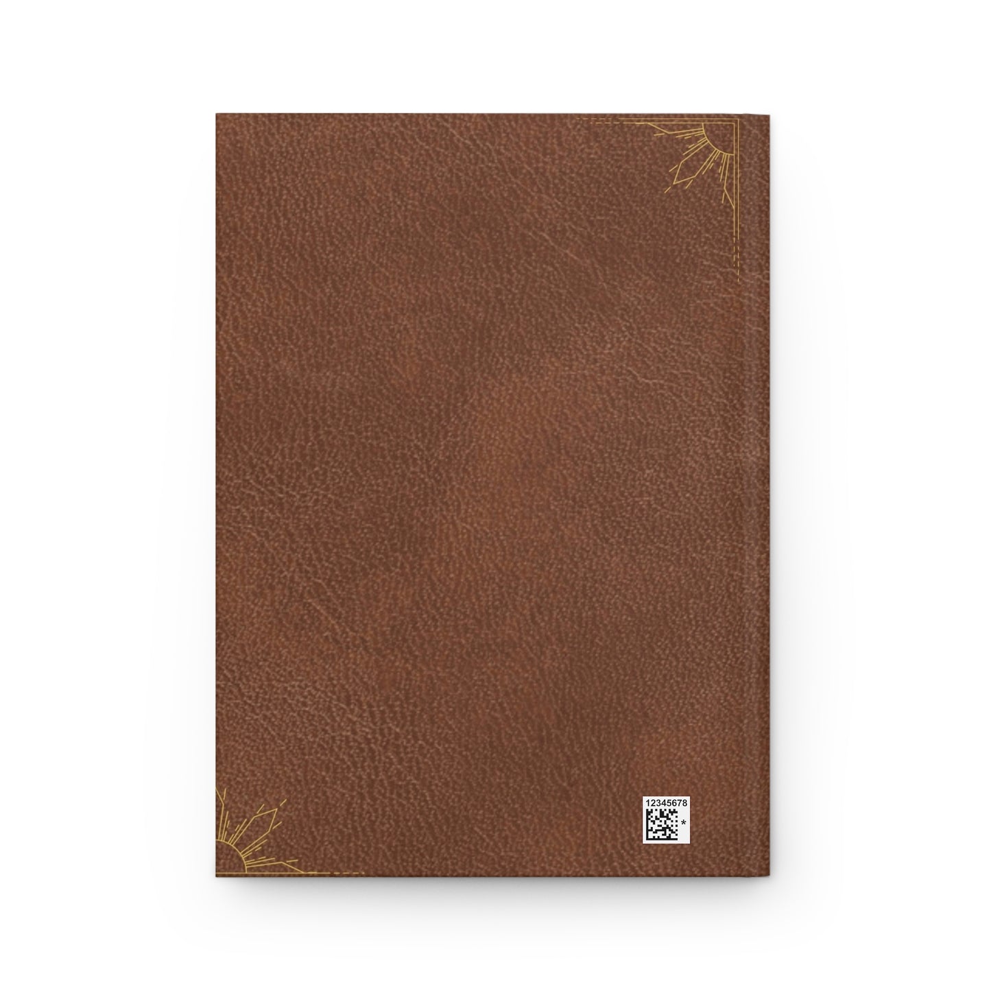 Divine Arts Hardcover Journal Notebook Stationery Matte Lamimate Coating Ruled Line Wraparound Art- Large Orange Tabby Cat Meditating With Large Magenta Lotus on Lap with Smooth Brown Leather Print Back Cover
