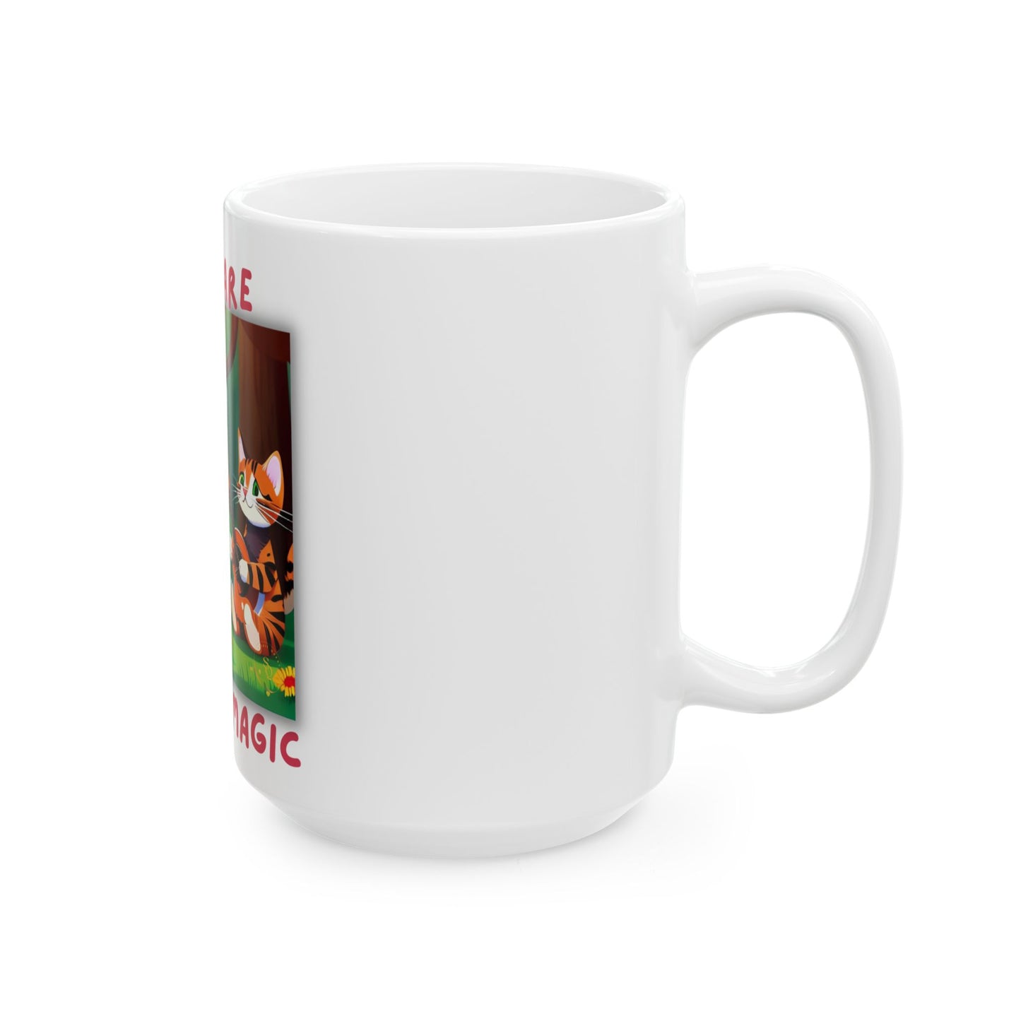 Cats Are Music & Magic Ceramic Mug (11oz & 15oz) โ Cute Orange Tabby Cat Duo Coffee Cup by Divine Arts