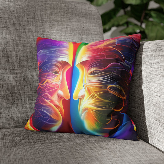 Divine Arts Psychedelic Fantasy Hierogamic Divine Union Kingdom Within Double-Sided Print Rainbow Colors Faux Suede Square Pillow Cover