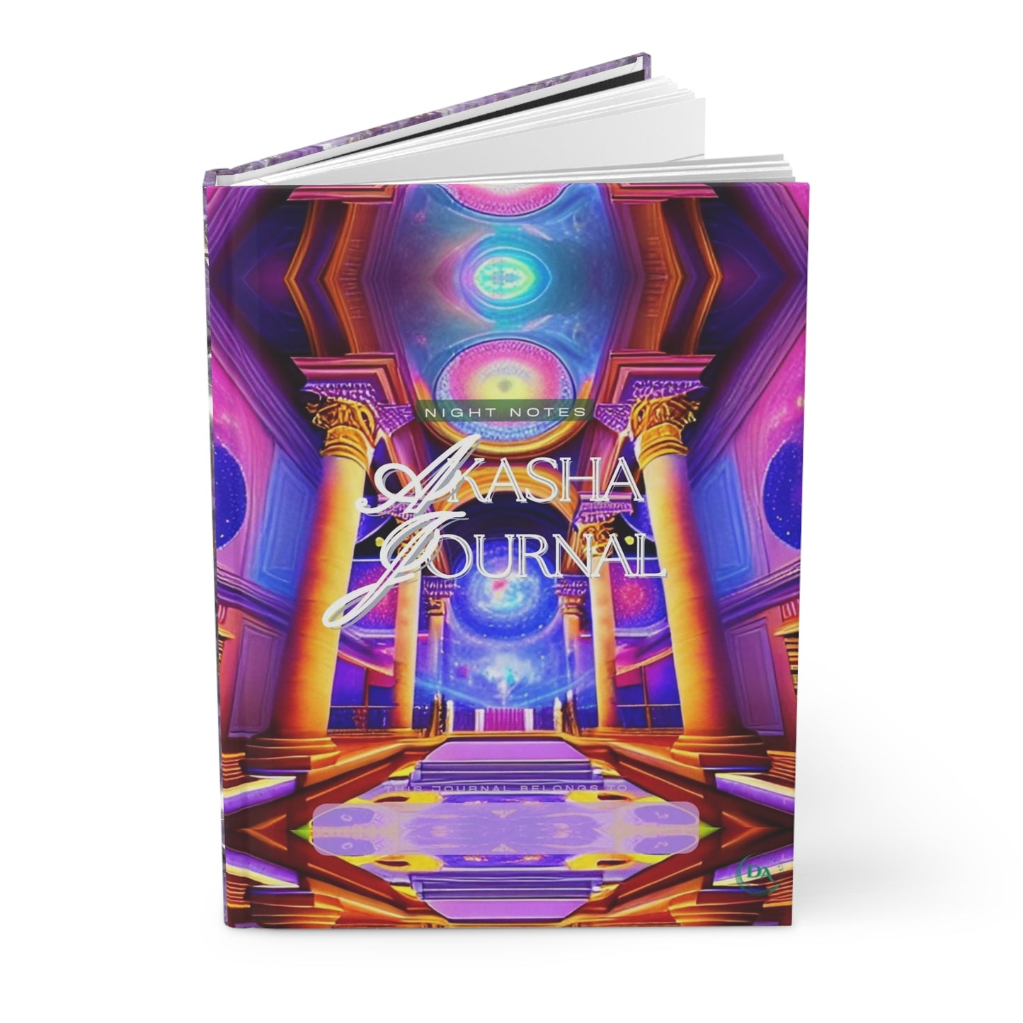 Divine Arts Hardcover Matte Laminate Coating Ruled Line Psychedelic Fantasy Galaxy Space Art Akashic Records Hall of Records Universal Comsic Library of Consciousness Front Cover and Amethyst Crystal Design Back Cover Journal Stationery Notebook