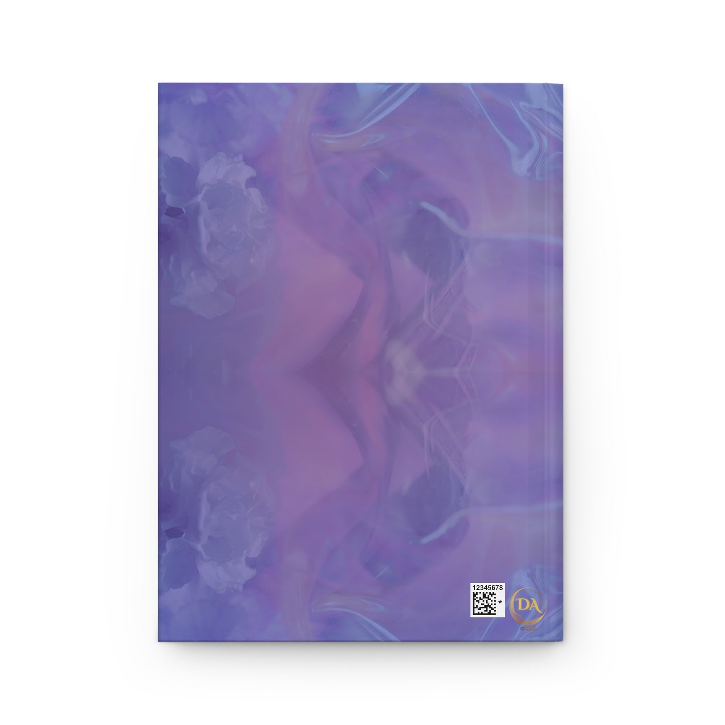 Divine Arts Hardcover Matte Journal Ruled Line Manifestation Journal- Divine Feminine Young Lady Outlined in Gold Amidst Golden Stars in Amethyst Window Surrounded by Various Colorful Crystals and Sage on Lavendar Front and Back Cover Art