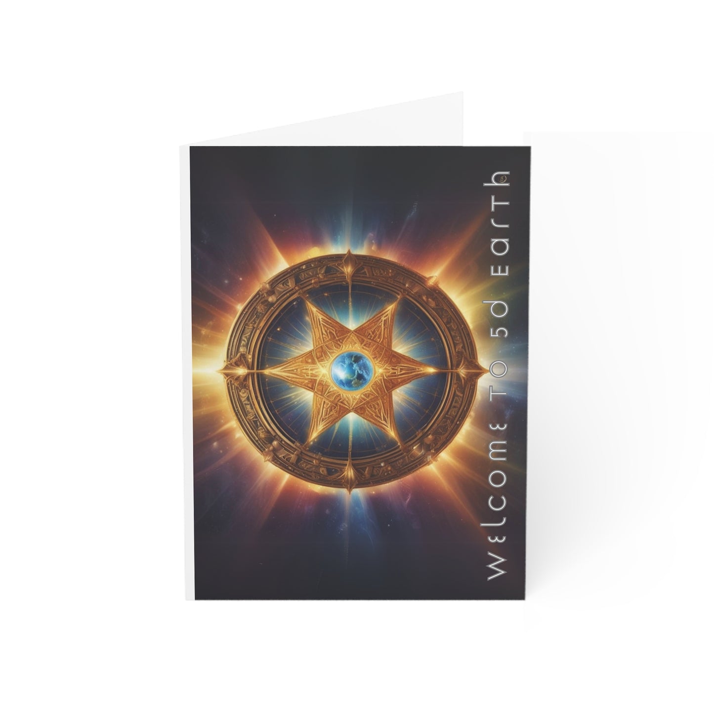 Greeting Cards (1, 10, 30, and 50pcs), Earth 5D, Merkaba Art, Earth Chakra, Golden Age, Ascension, Digital Art, Christmas, Holiday Earth Day, Rumi Sufi Mystic Inspirational Poetry Quotes, Gift for Him or Her, by Divine Arts