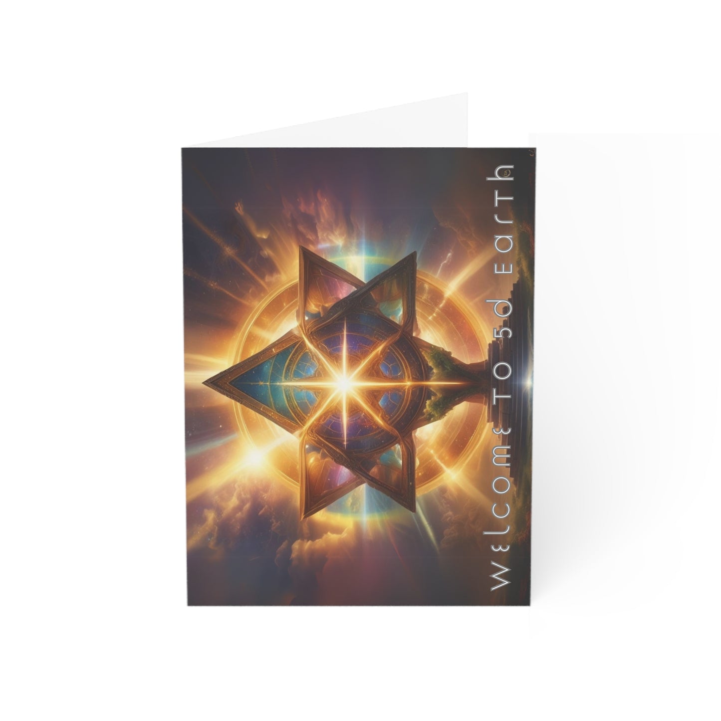 Greeting Cards (1, 10, 30, and 50pcs), Earth 5D, Merkaba Art, Earth Chakra, Golden Age, Ascension, Digital Art, Christmas, Holiday Earth Day, Rumi Sufi Mystic Inspirational Poetry Quotes, Gift for Him or Her, by Divine Arts