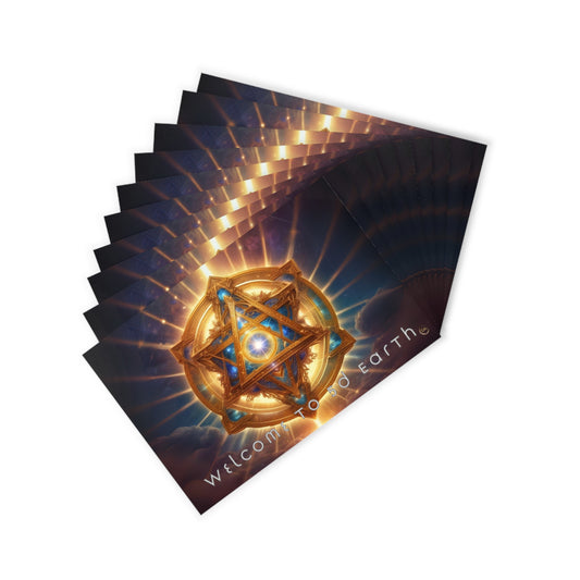 Postcards (10pcs), Welcome to 5D Earth, Christmas Holiday Earth Day Spiritual Gift Merkaba Stationery, Ascension Art by Divine Arts