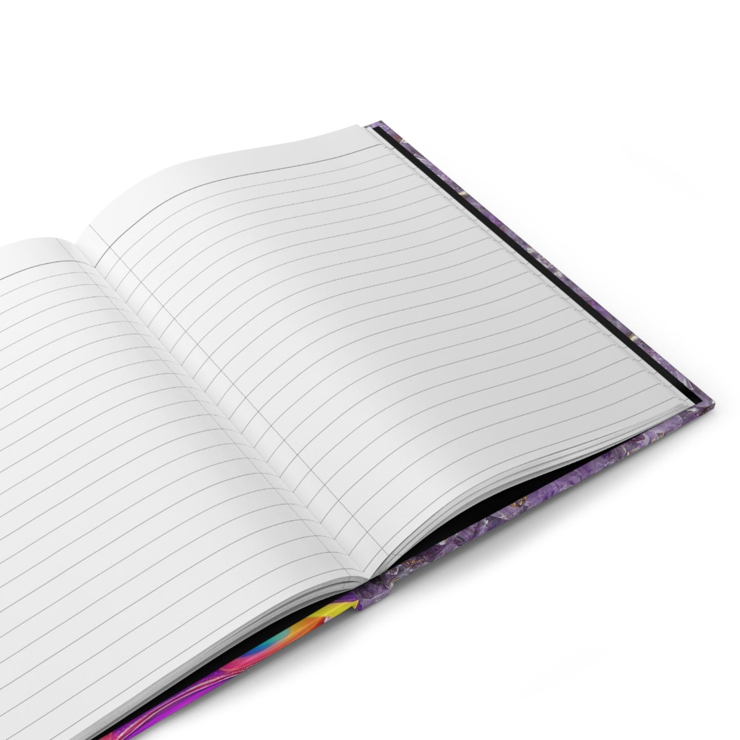 Divine Arts Hardcover Matte Laminate Coating Ruled Line Psychedelic Fantasy Galaxy Space Art Akashic Records Hall of Records Universal Comsic Library of Consciousness Front Cover and Amethyst Crystal Design Back Cover Journal Stationery Notebook