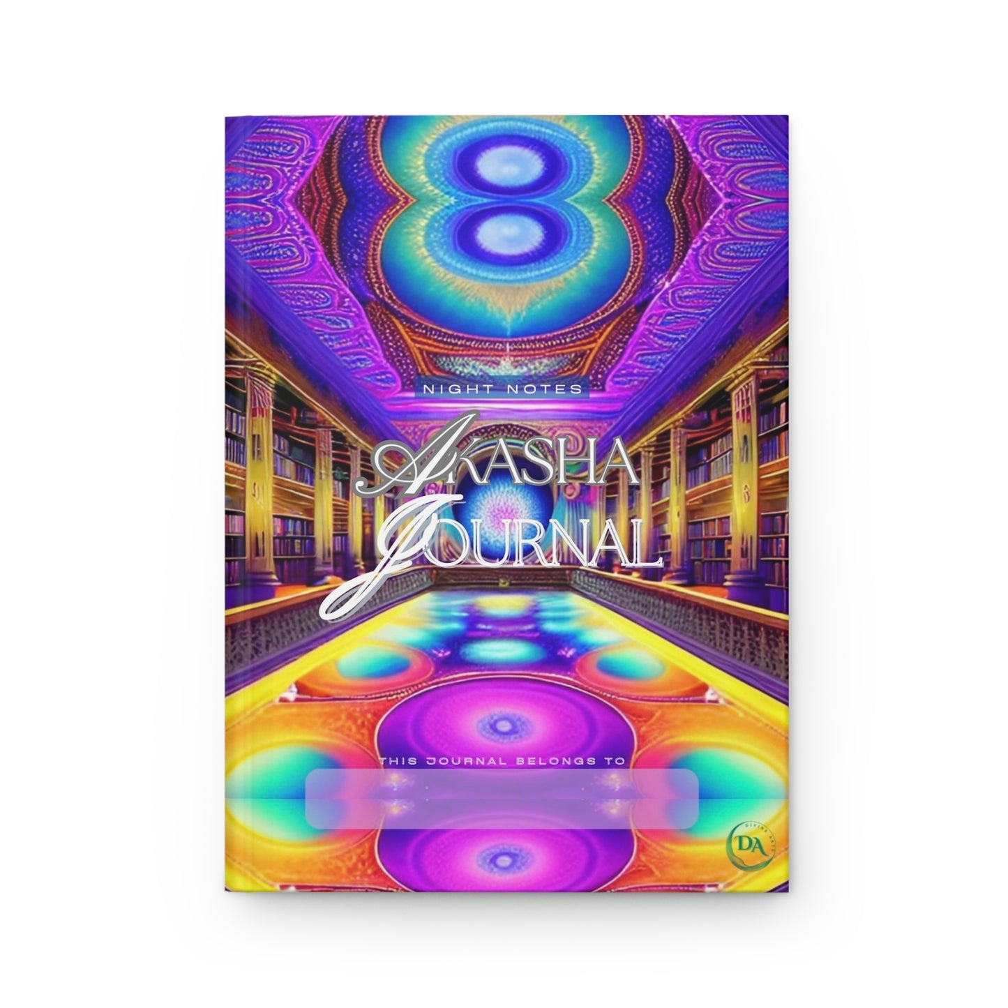 Divine Arts Hardcover Matte Laminate Coating Ruled Line Psychedelic Fantasy Galaxy Space Art Akashic Records Hall of Records Universal Comsic Library of Consciousness Front Cover and Amethyst Crystal Design Back Cover Journal Stationery Notebook