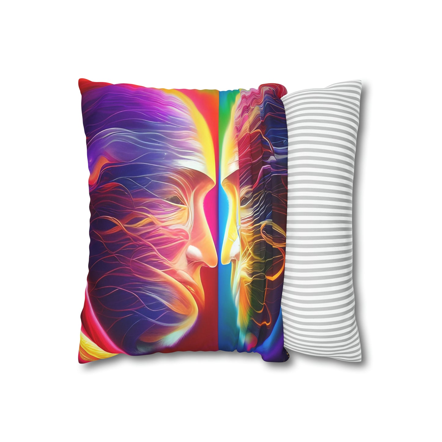Divine Arts Psychedelic Fantasy Hierogamic Divine Union Kingdom Within Double-Sided Print Rainbow Colors Faux Suede Square Pillow Cover