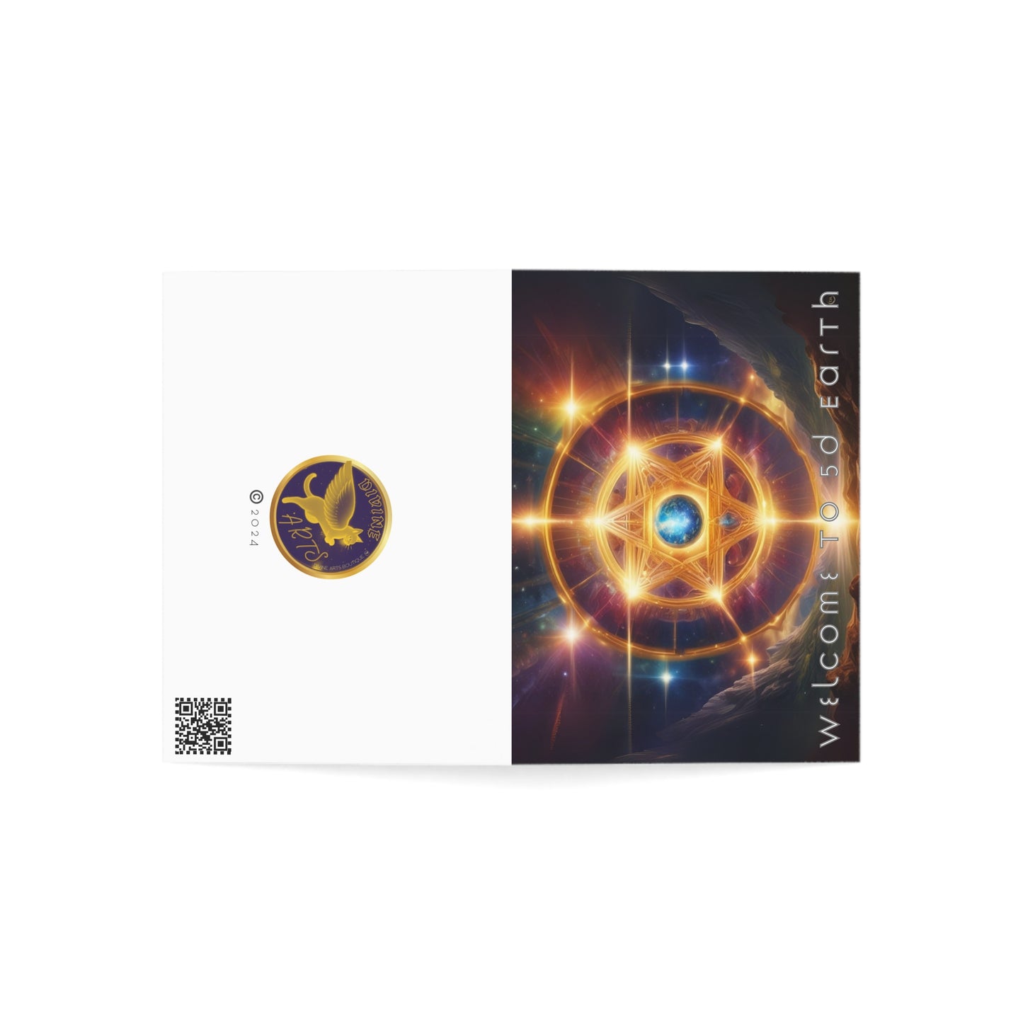 Greeting Cards (1, 10, 30, and 50pcs), Earth 5D, Merkaba Art, Earth Chakra, Golden Age, Ascension, Digital Art, Christmas, Holiday Earth Day, Rumi Sufi Mystic Inspirational Poetry Quotes, Gift for Him or Her, by Divine Arts