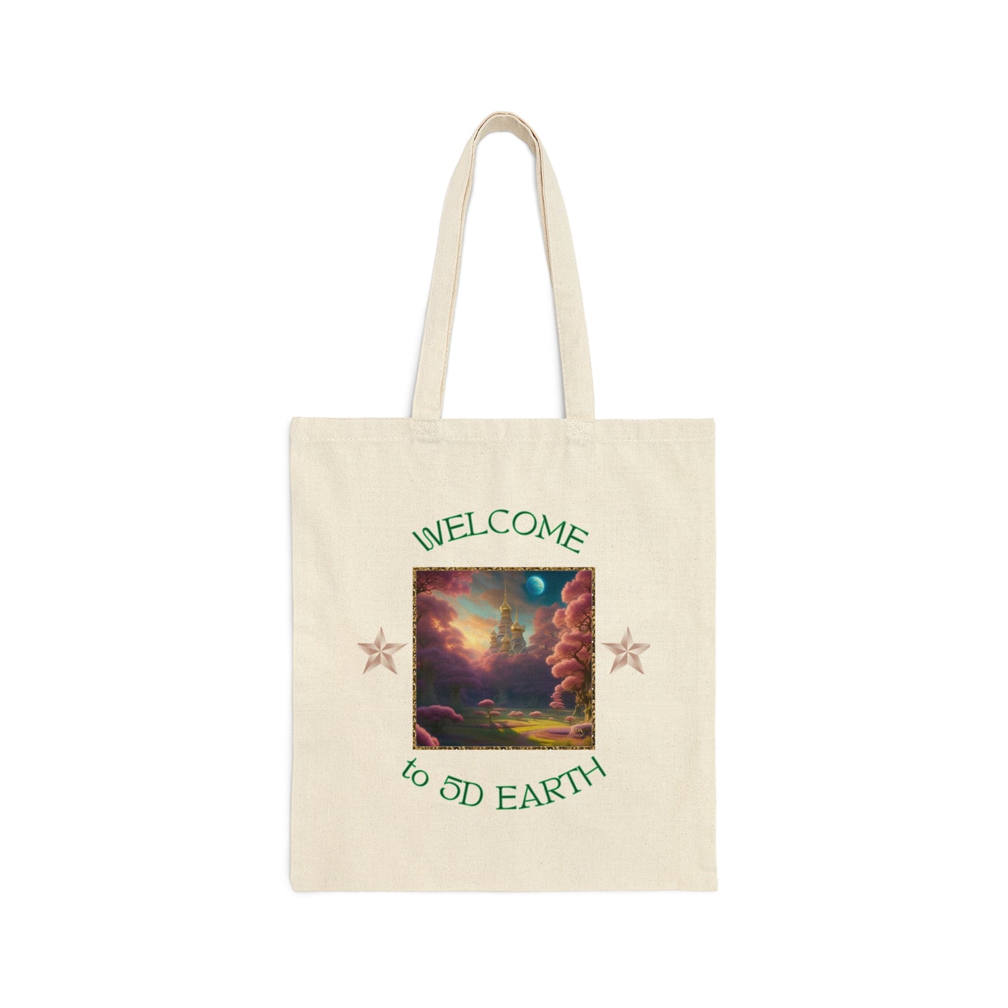 Divine Arts 100% Cotton Canvas Compact Lightweight Spiritual Fantasy Utopia Earth 5D Freedom Ascension Art Tote Bag