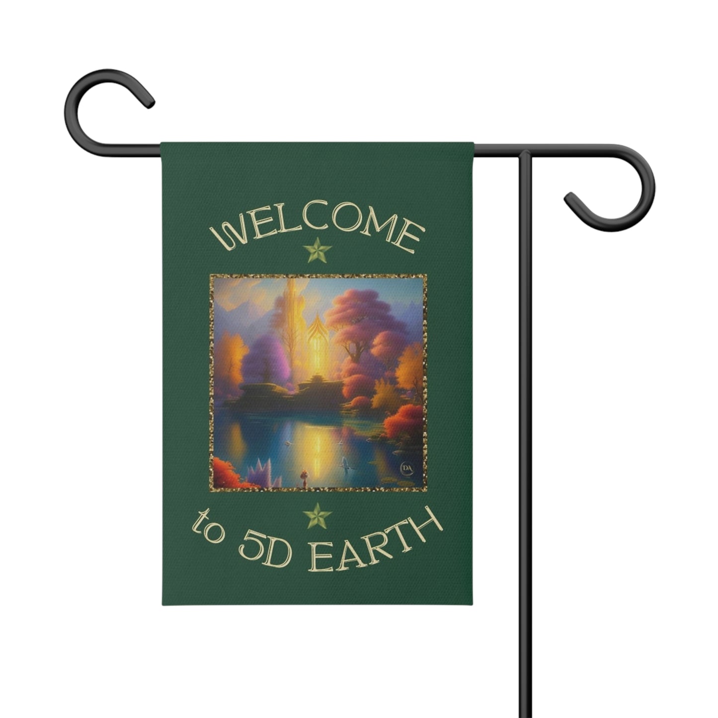 Divine Arts Garden Banner 100% Polyester 100% Weatherproof Water Resistant Fade Resistant 12" x 18" Double-Sided for Earth 5D Unity Consciousness Everyday is Earth Day Inspiration Garden Deoor Lightworker Yard Art