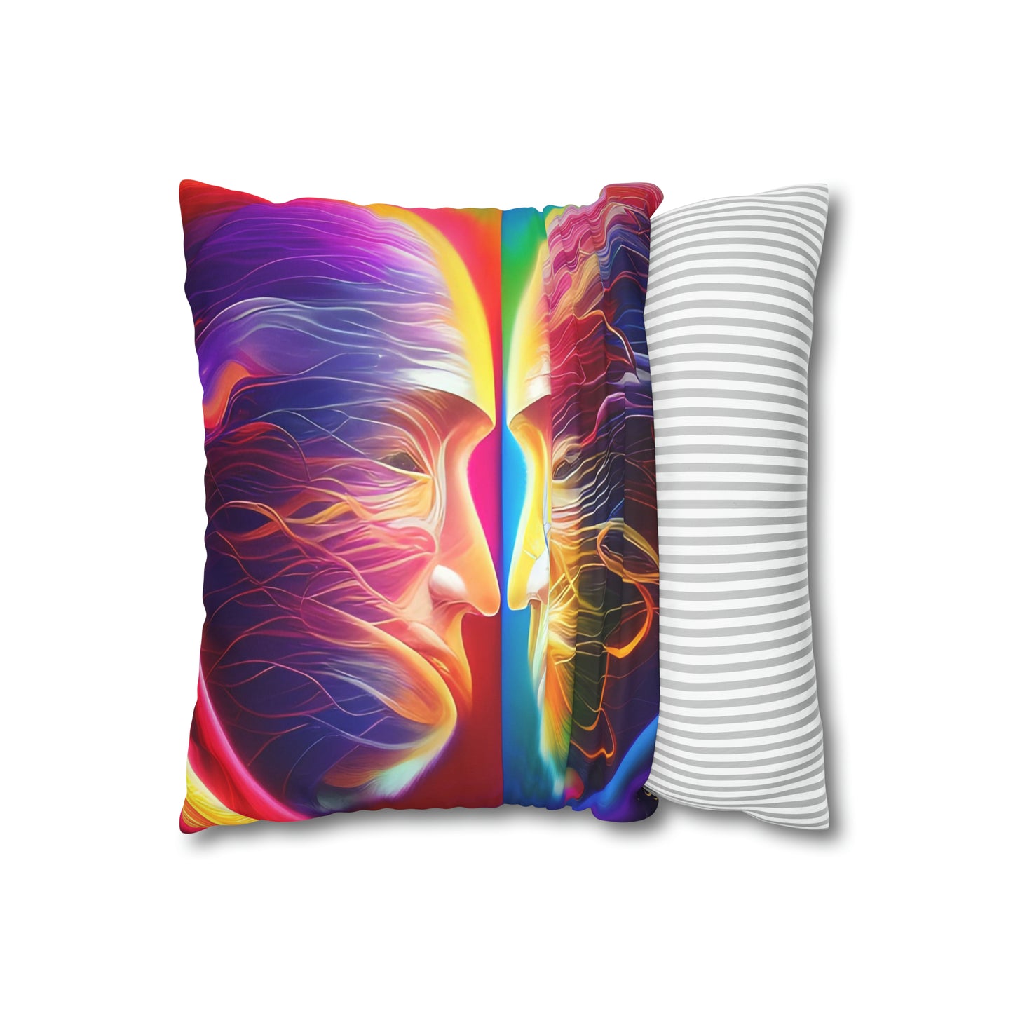 Divine Arts Psychedelic Fantasy Hierogamic Divine Union Kingdom Within Double-Sided Print Rainbow Colors Faux Suede Square Pillow Cover