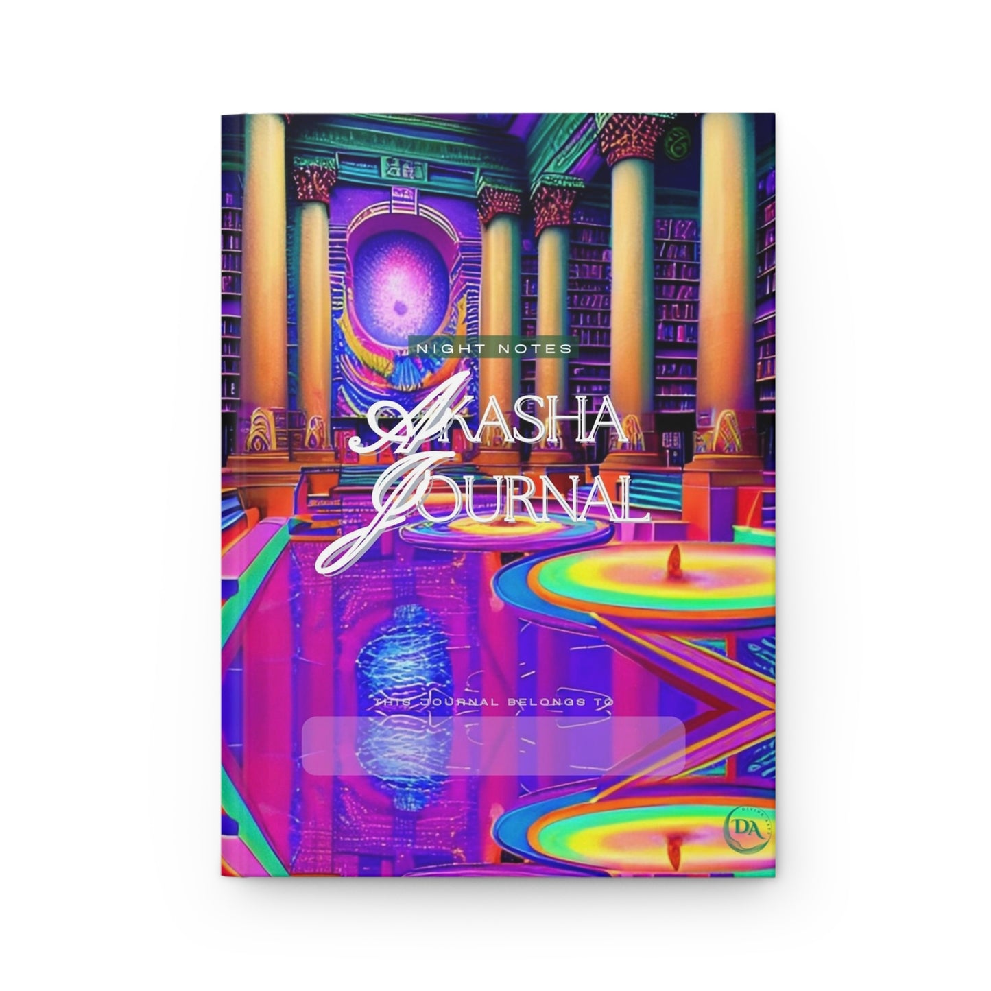 Divine Arts Hardcover Matte Laminate Coating Ruled Line Psychedelic Fantasy Galaxy Space Art Akashic Records Hall of Records Universal Comsic Library of Consciousness Front Cover and Amethyst Crystal Design Back Cover Journal Stationery Notebook
