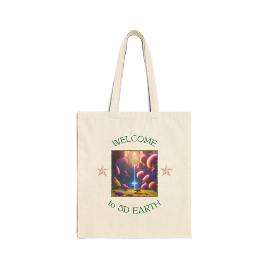 Divine Arts 100% Cotton Canvas Compact Lightweight Spiritual Fantasy Utopia Earth 5D Freedom Ascension Art Tote Bag