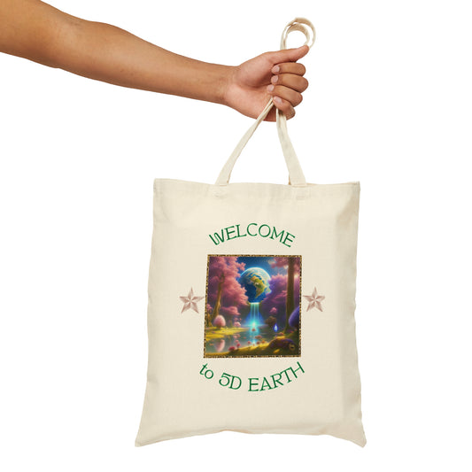 Divine Arts 100% Cotton Canvas Compact Lightweight Spiritual Fantasy Utopia Earth 5D Freedom Ascension Art Tote Bag