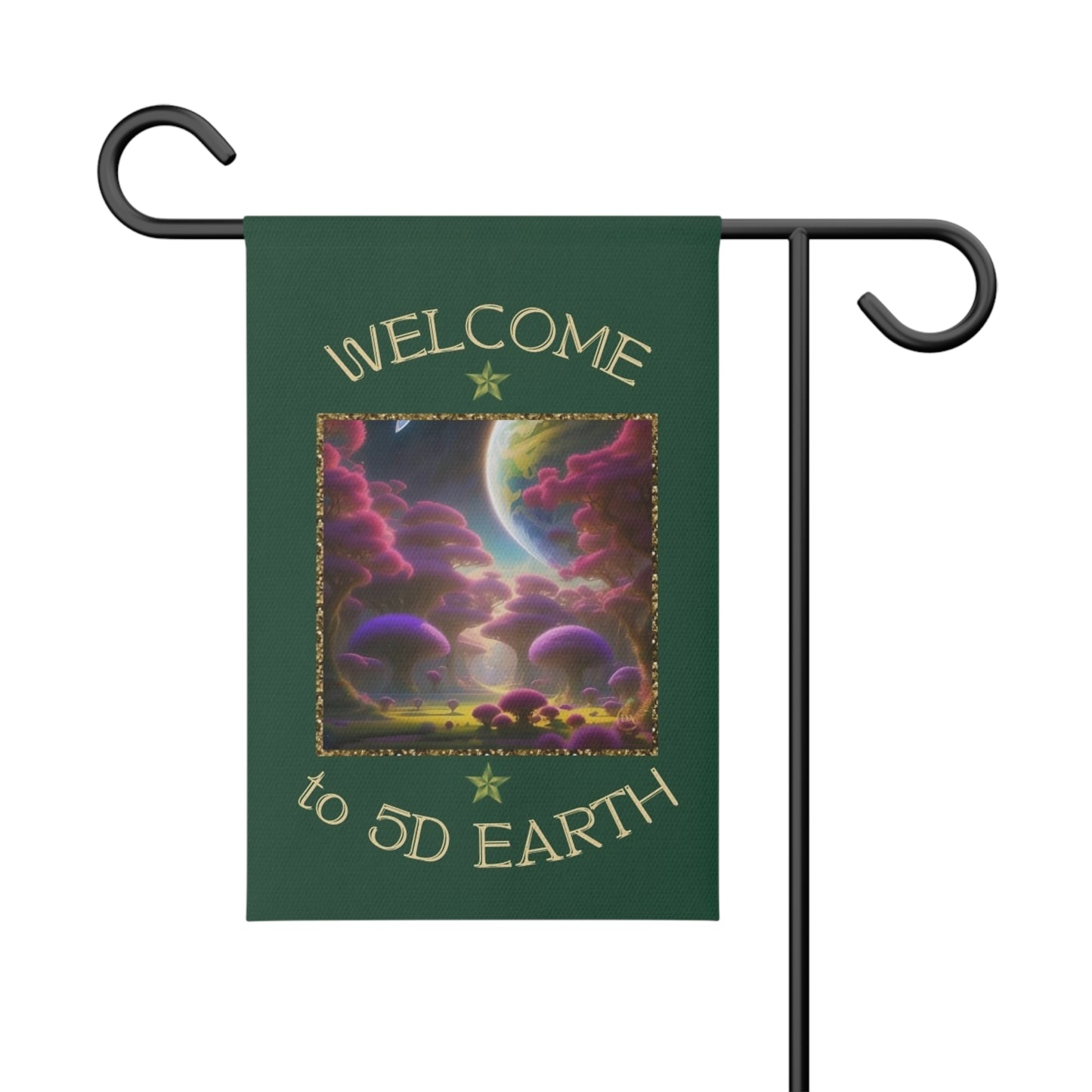 Divine Arts Garden Banner 100% Polyester 100% Weatherproof Water Resistant Fade Resistant 12" x 18" Double-Sided for Earth 5D Unity Consciousness Everyday is Earth Day Inspiration Garden Deoor Lightworker Yard Art