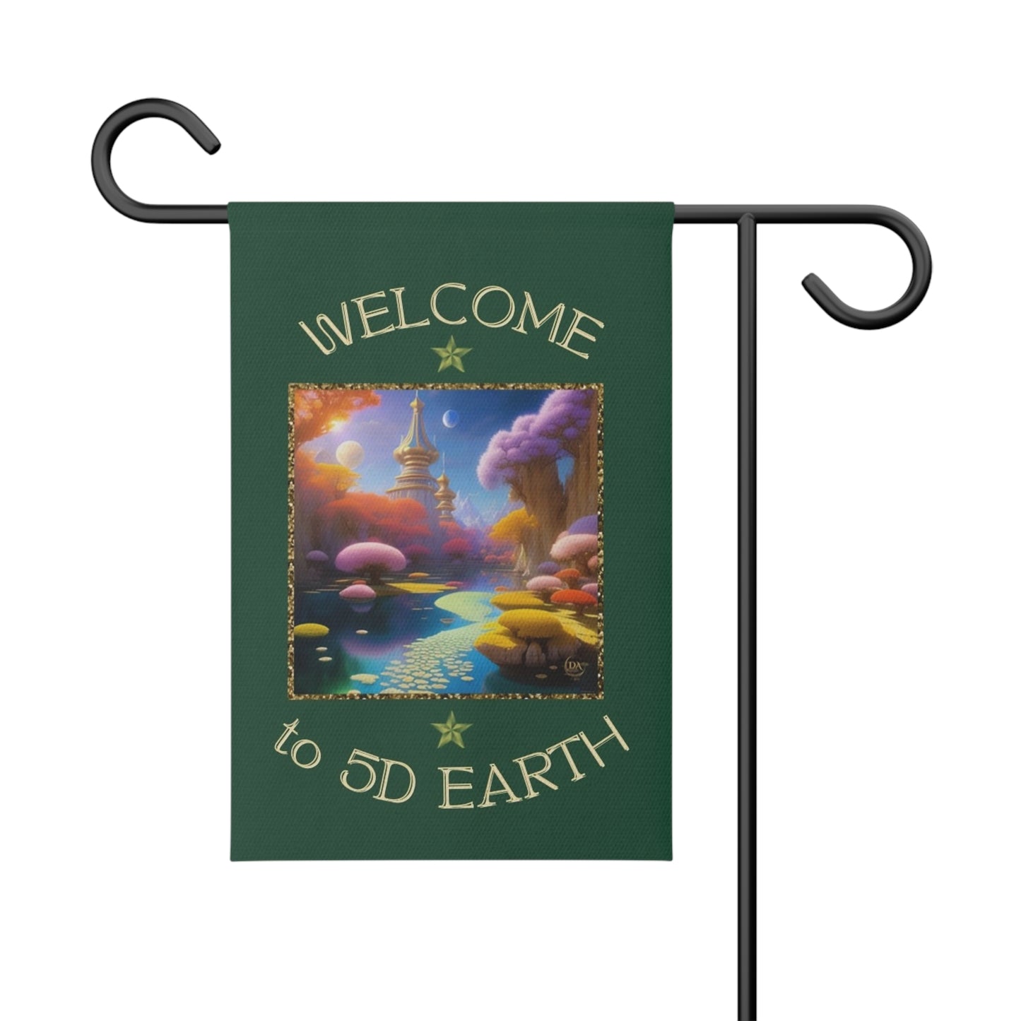 Divine Arts Garden Banner 100% Polyester 100% Weatherproof Water Resistant Fade Resistant 12" x 18" Double-Sided for Earth 5D Unity Consciousness Everyday is Earth Day Inspiration Garden Deoor Lightworker Yard Art