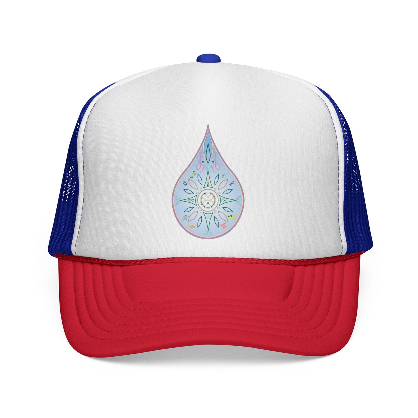 Water Drop Eckasha God Seed Code Trucker Hat — BohoTeardrop Spiritual Eckasha Hat by Divine Arts