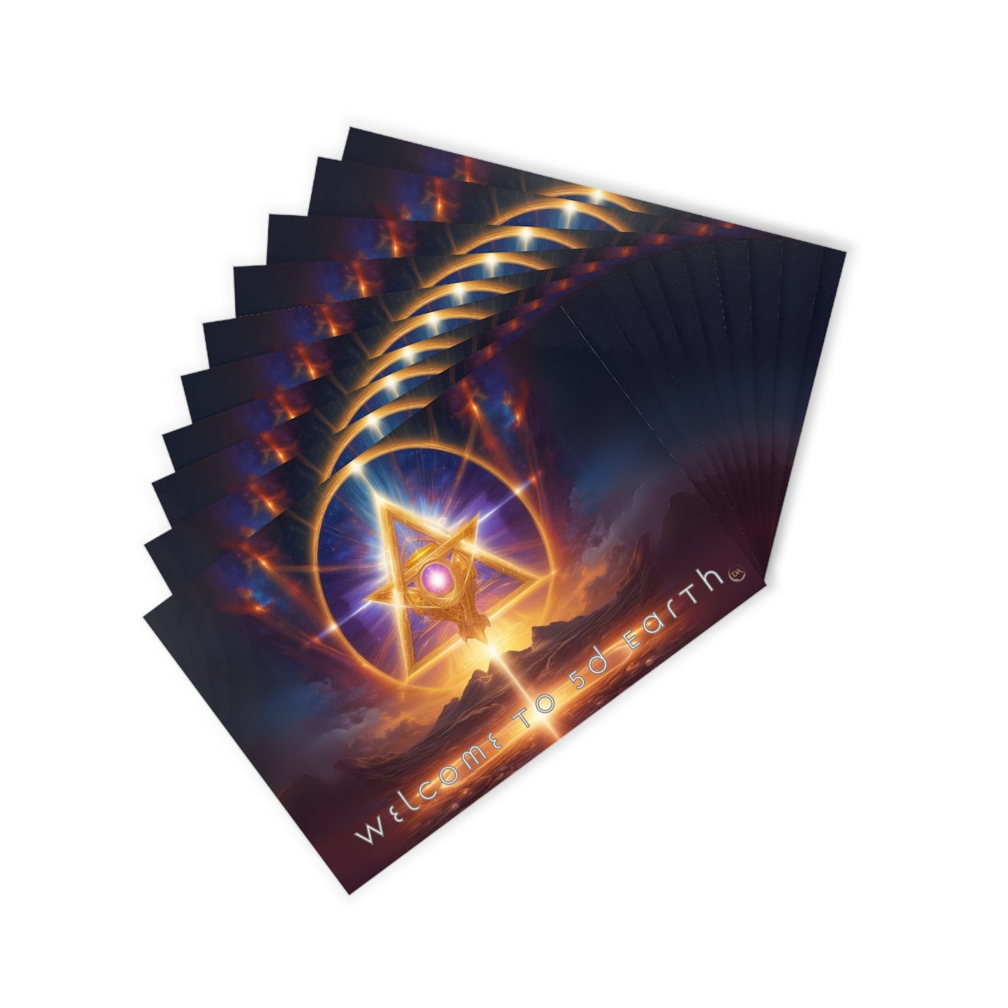 Postcards (10pcs), Welcome to 5D Earth, Christmas Holiday Earth Day Spiritual Gift Merkaba Stationery, Ascension Art by Divine Arts