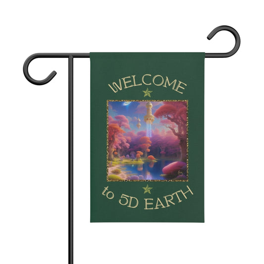 Divine Arts Garden Banner 100% Polyester 100% Weatherproof Water Resistant Fade Resistant 12" x 18" Double-Sided for Earth 5D Unity Consciousness Everyday is Earth Day Inspiration Garden Deoor Lightworker Yard Art