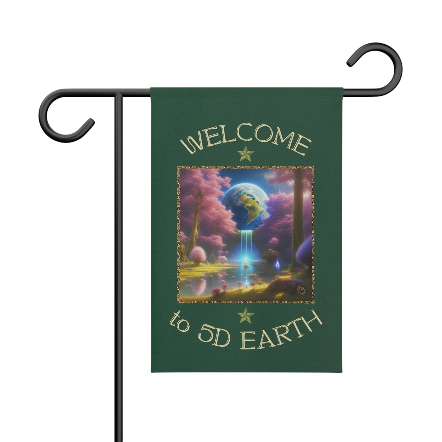 Divine Arts Garden Banner 100% Polyester 100% Weatherproof Water Resistant Fade Resistant 12" x 18" Double-Sided for Earth 5D Unity Consciousness Everyday is Earth Day Inspiration Garden Deoor Lightworker Yard Art