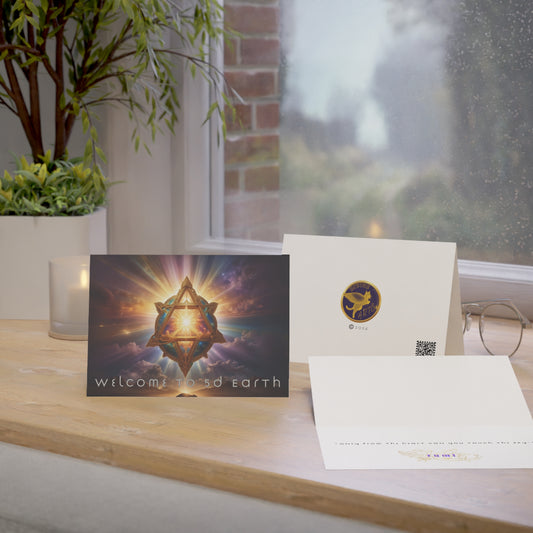 Greeting Cards (10, 30, & 50, 5" x 7" Double Coated), Earth 5D, Merkaba Art, Earth Chakra, Golden Age, Ascension, Digital Art, Christmas, Holiday Earth Day, Rumi Sufi Mystic Inspirational Poetry Quotes, Gift for Him or Her, by Divine Arts