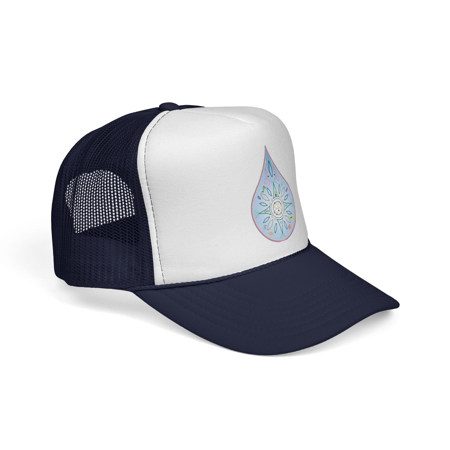 Water Drop Eckasha God Seed Code Trucker Hat — BohoTeardrop Spiritual Eckasha Hat by Divine Arts