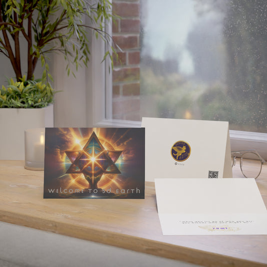 Greeting Cards (10, 30, & 50, 5" x 7" Double Coated), Earth 5D, Merkaba Art, Earth Chakra, Golden Age, Ascension, Digital Art, Christmas, Holiday Earth Day, Rumi Sufi Mystic Inspirational Poetry Quotes, Gift for Him or Her, by Divine Arts