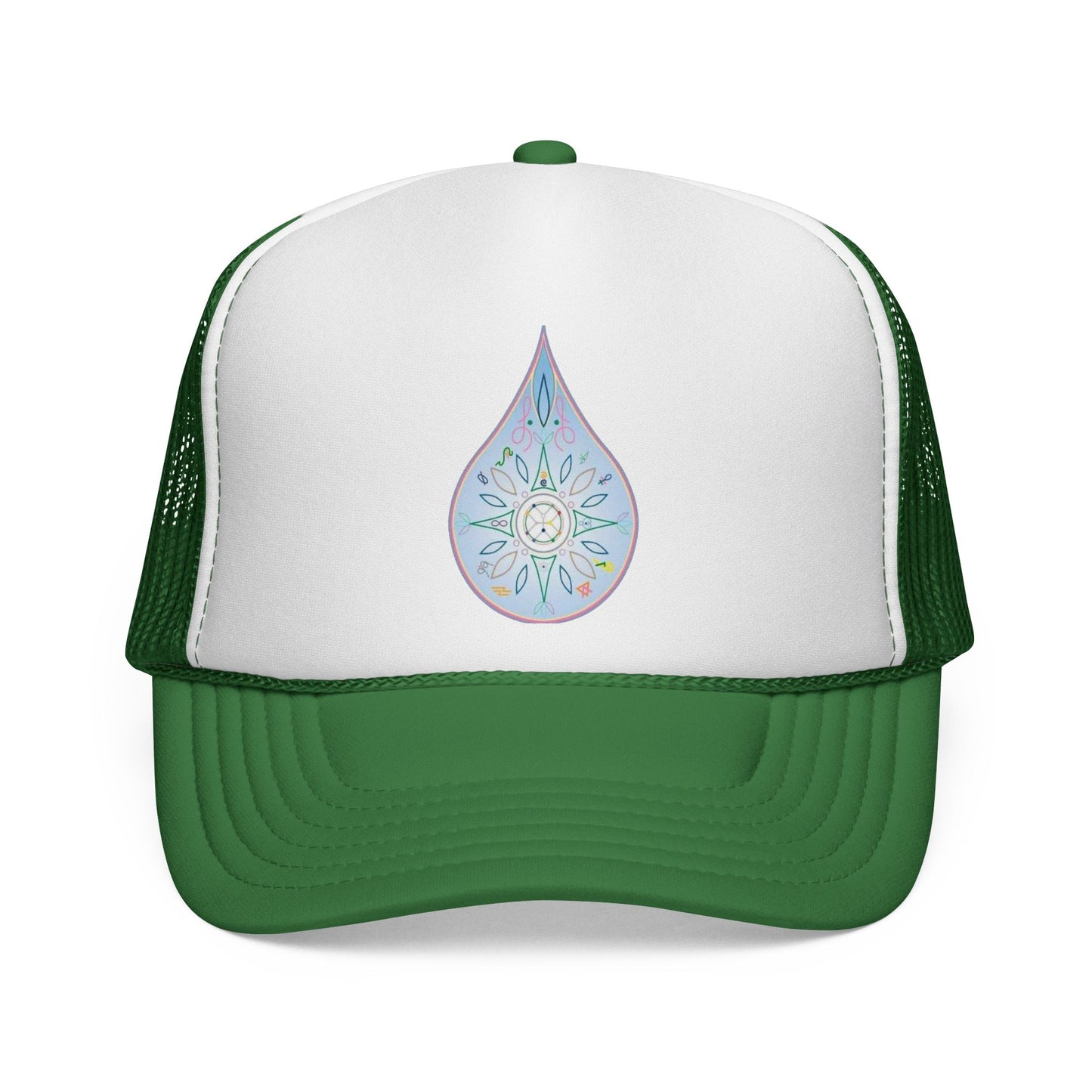 Water Drop Eckasha God Seed Code Trucker Hat — BohoTeardrop Spiritual Eckasha Hat by Divine Arts