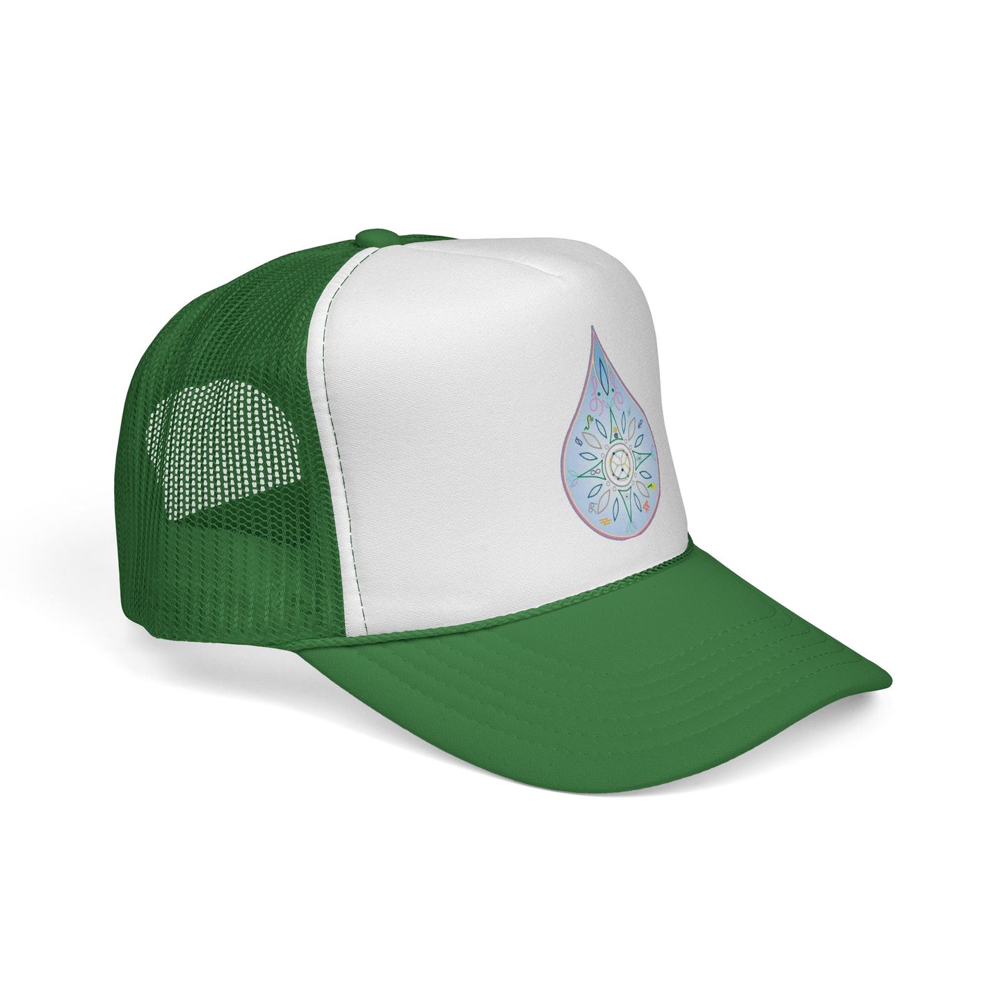 Water Drop Eckasha God Seed Code Trucker Hat — BohoTeardrop Spiritual Eckasha Hat by Divine Arts