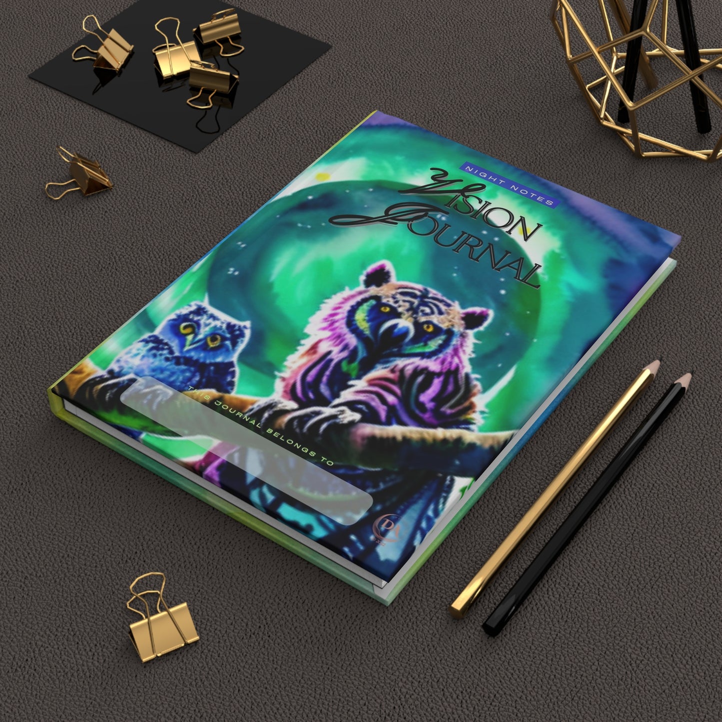 Vision Journal Hardcover — Cosmic Owls Night Notes Notebook by Divine Arts