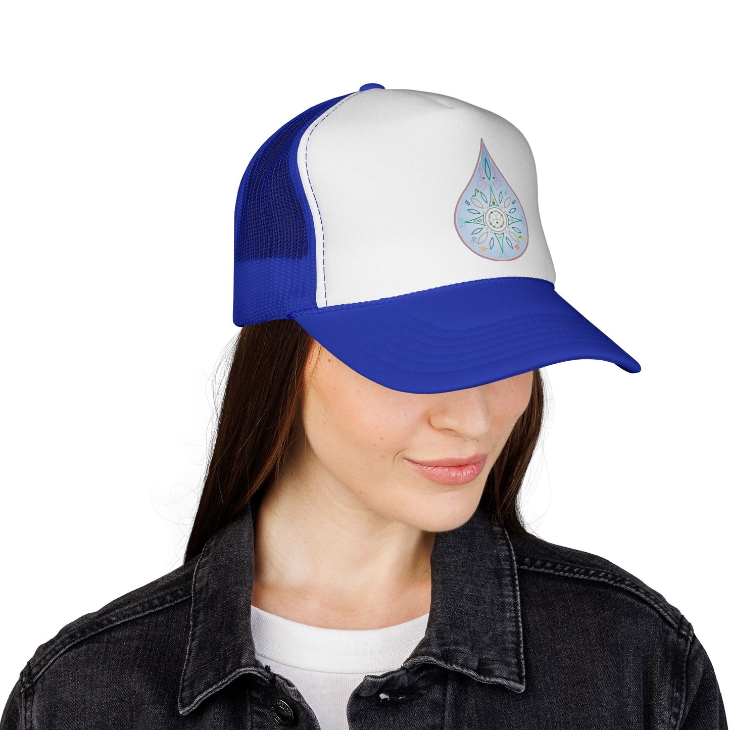 Water Drop Eckasha God Seed Code Trucker Hat — BohoTeardrop Spiritual Eckasha Hat by Divine Arts