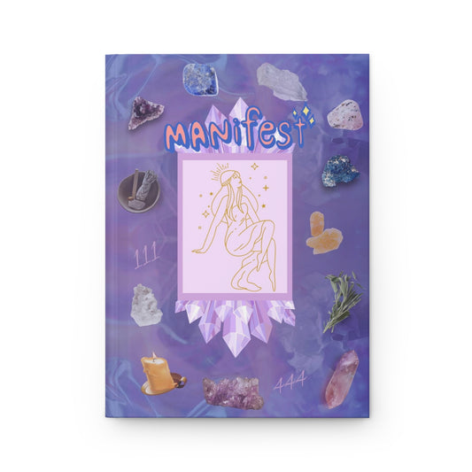 Manifest Journal — Purple Crystal Hardcover Notebook for Gratitude & Intention Setting by Divine Arts