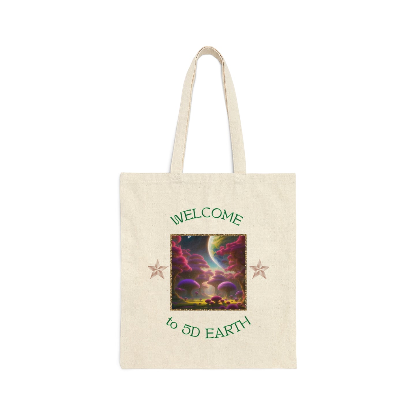 Divine Arts 100% Cotton Canvas Compact Lightweight Spiritual Fantasy Utopia Earth 5D Freedom Ascension Art Tote Bag