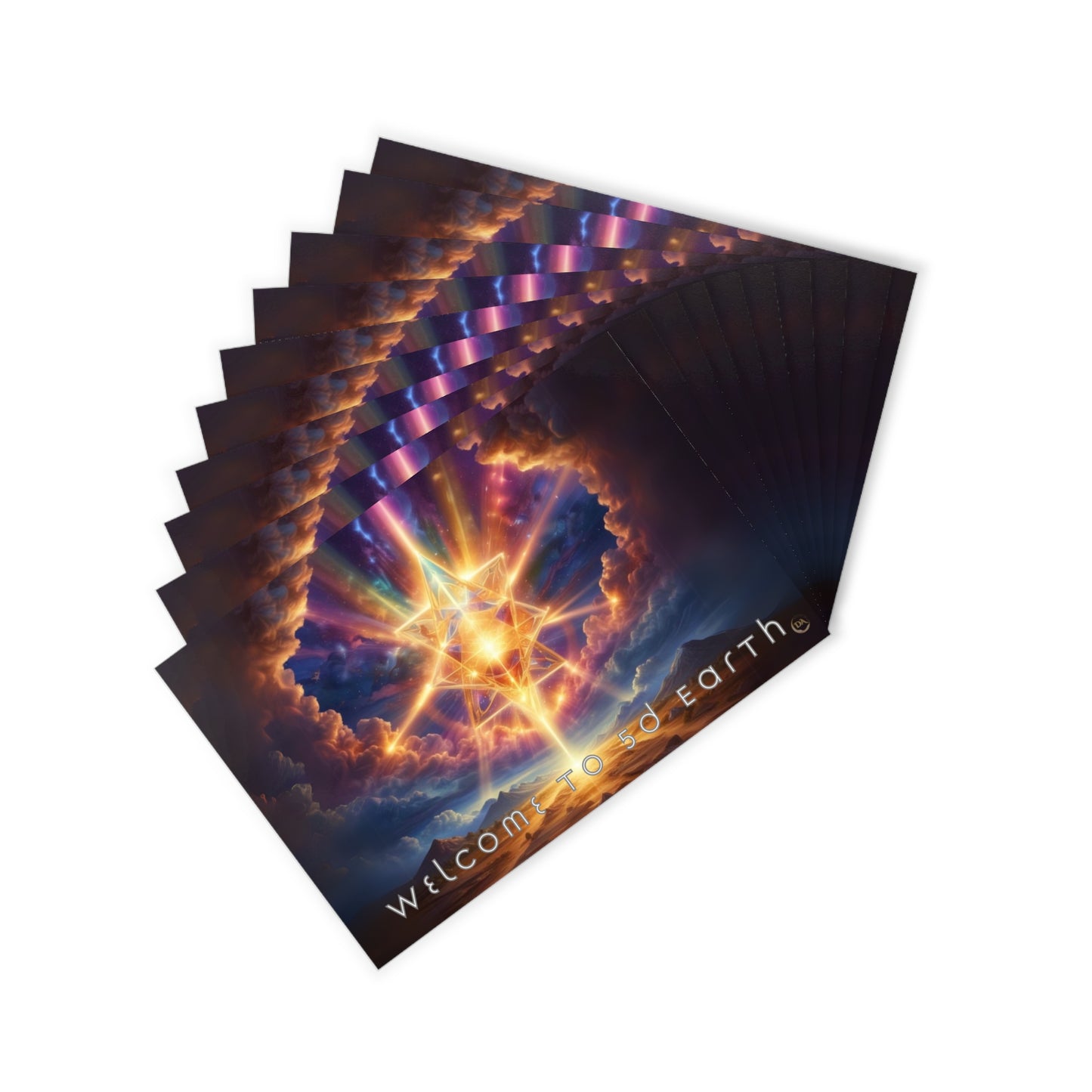 Postcards (10pcs), Welcome to 5D Earth, Christmas Holiday Earth Day Spiritual Gift Merkaba Stationery, Ascension Art by Divine Arts