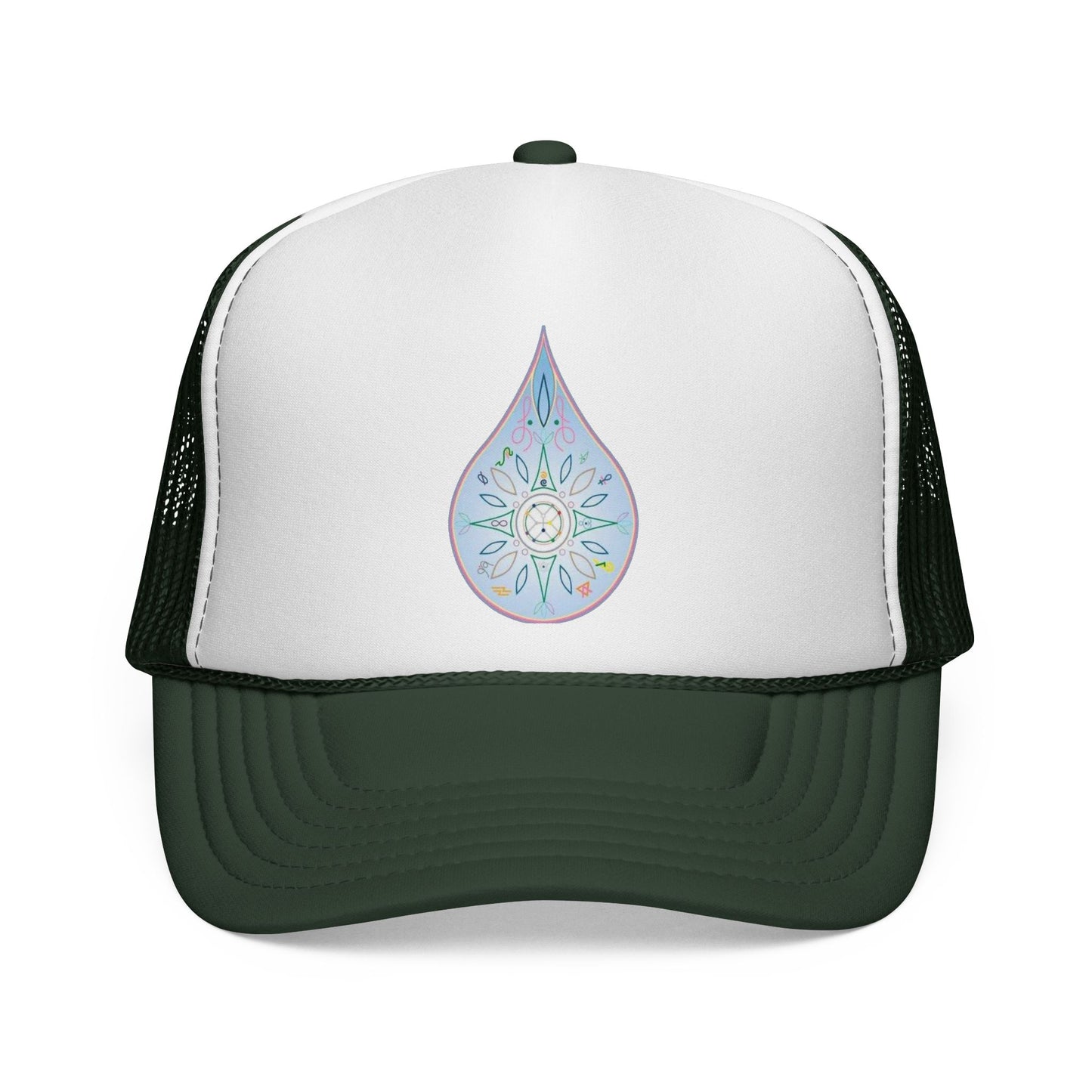 Water Drop Eckasha God Seed Code Trucker Hat — BohoTeardrop Spiritual Eckasha Hat by Divine Arts