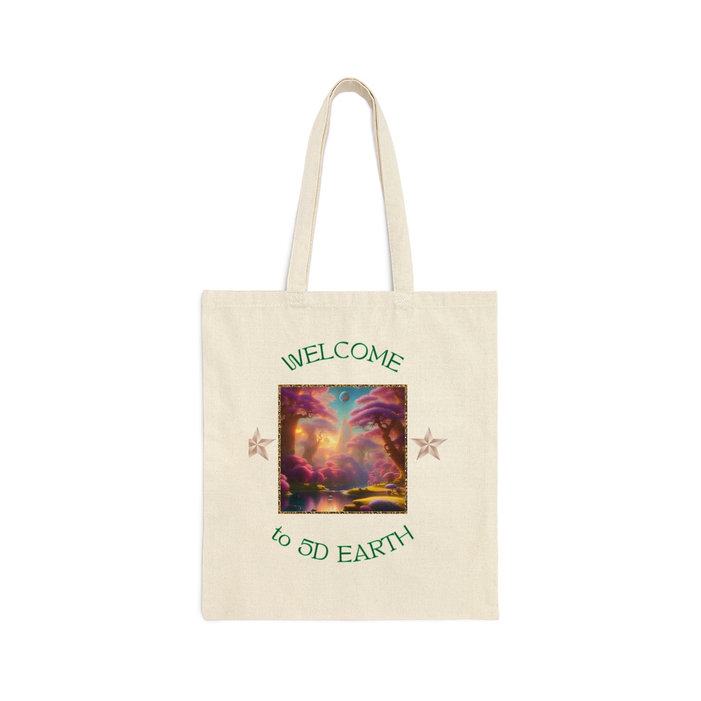 Divine Arts 100% Cotton Canvas Compact Lightweight Spiritual Fantasy Utopia Earth 5D Freedom Ascension Art Tote Bag