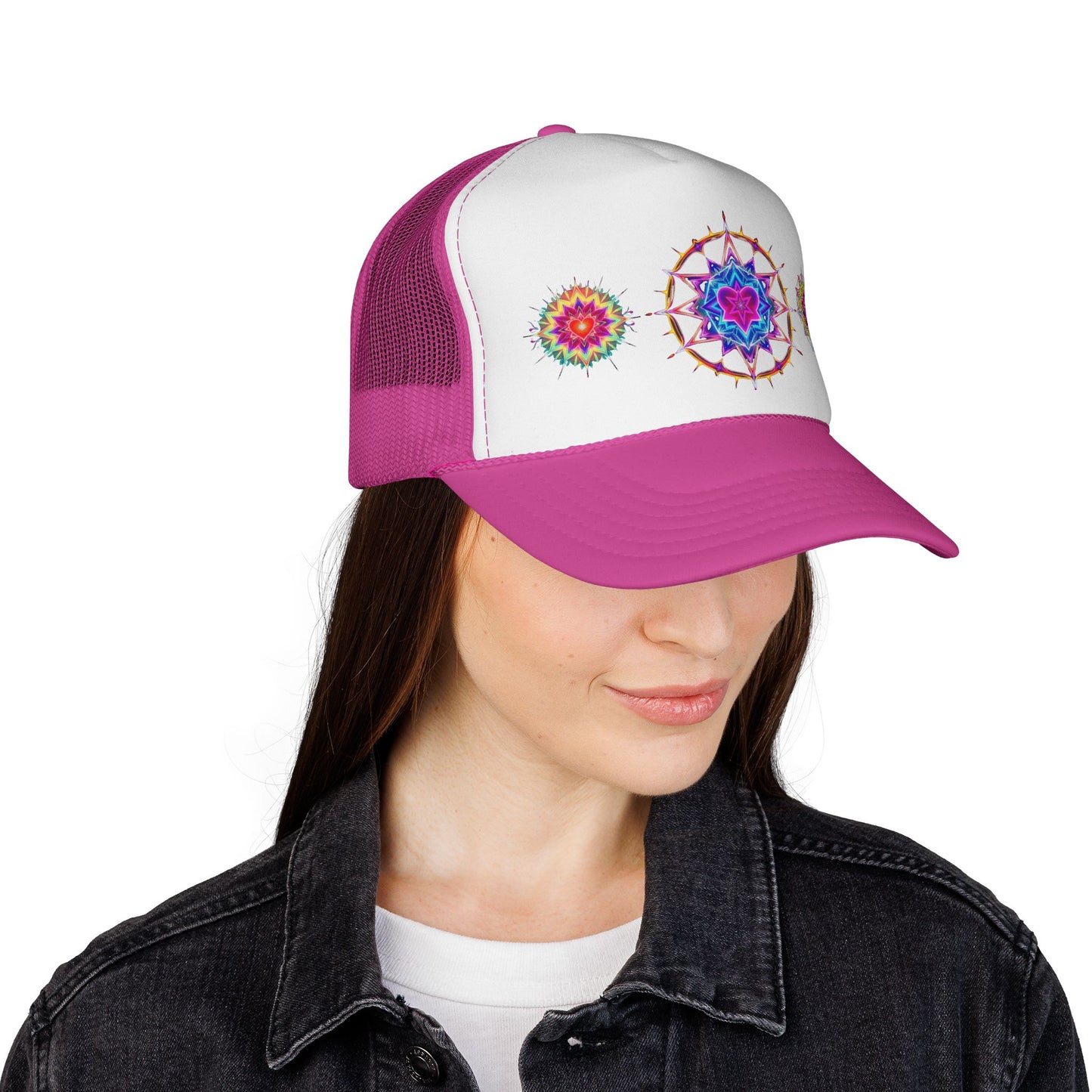 Psychedelic Sacred Geometry Galaxy Light Body Merkaba Trucker Cap by Divine Arts