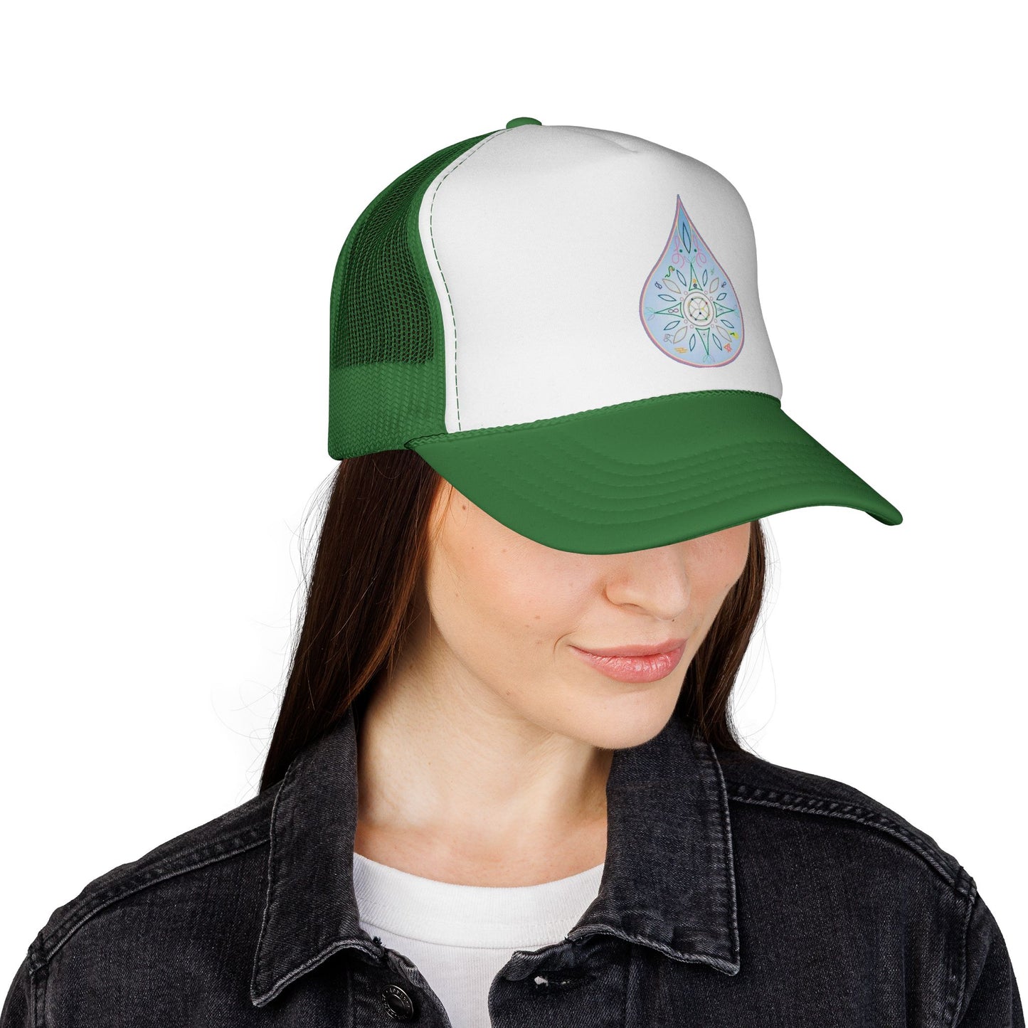 Water Drop Eckasha God Seed Code Trucker Hat — BohoTeardrop Spiritual Eckasha Hat by Divine Arts